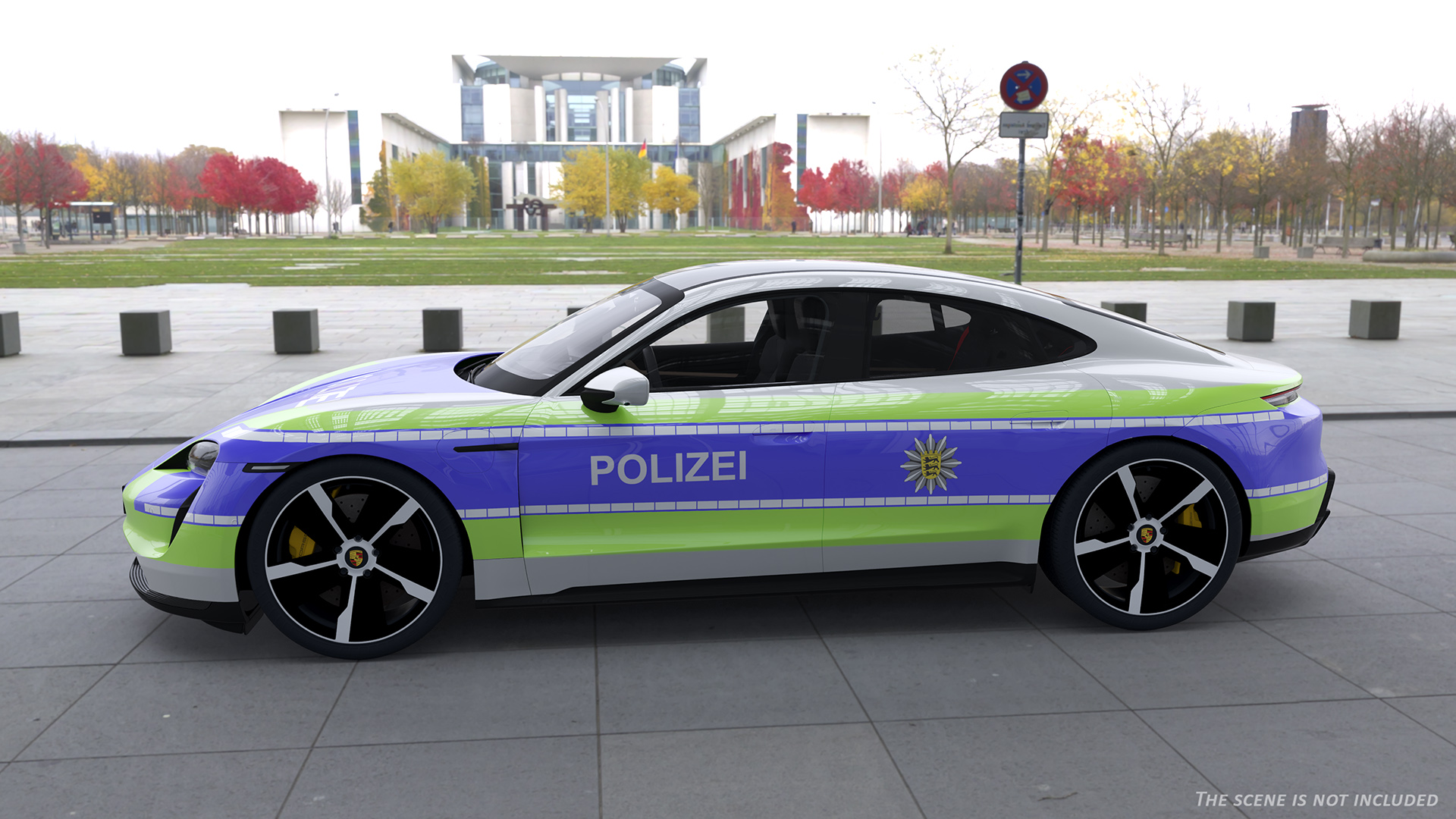 3D Porsche Taycan Turbo S 2020 Police Rigged