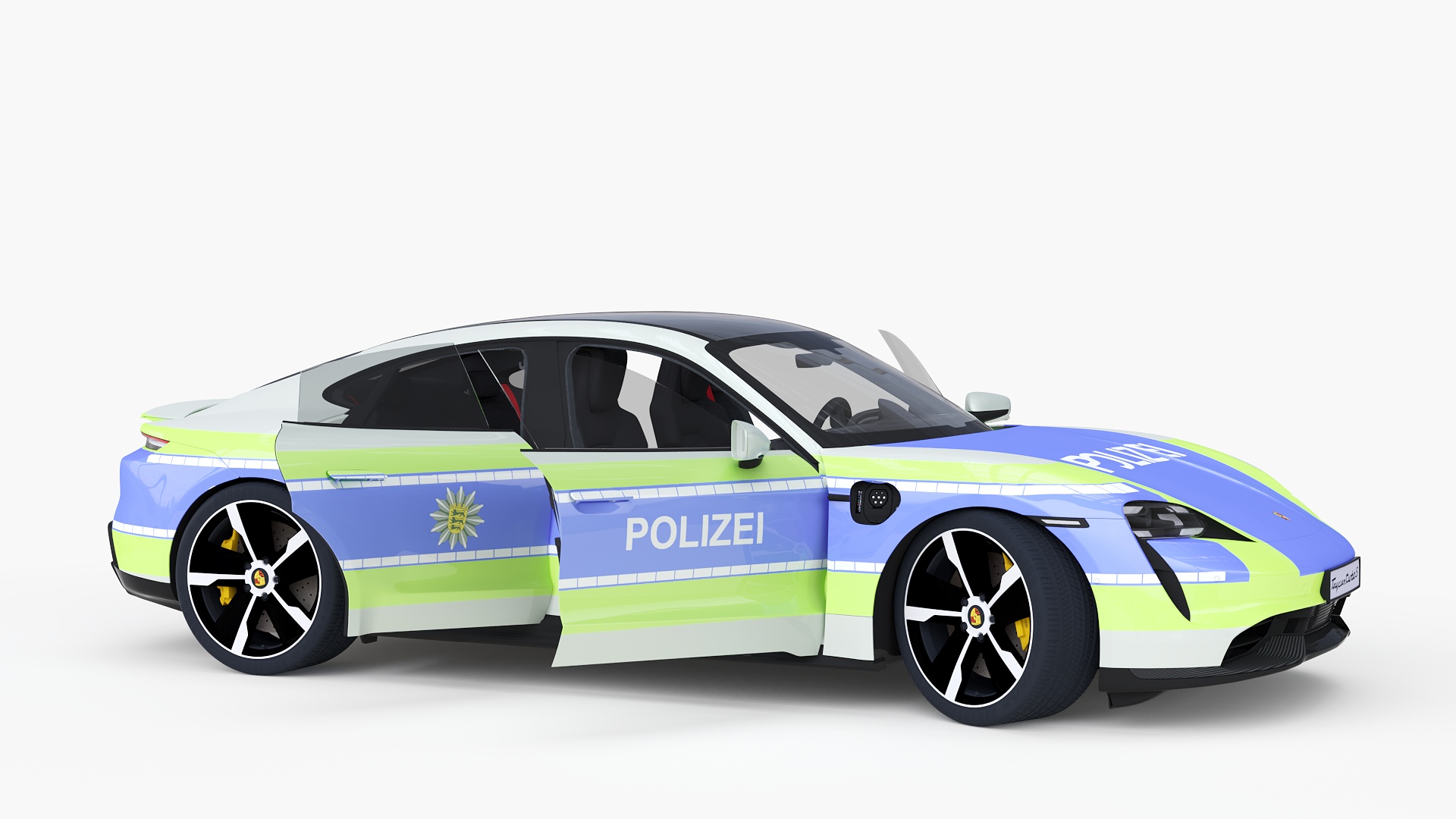 3D Porsche Taycan Turbo S 2020 Police Rigged