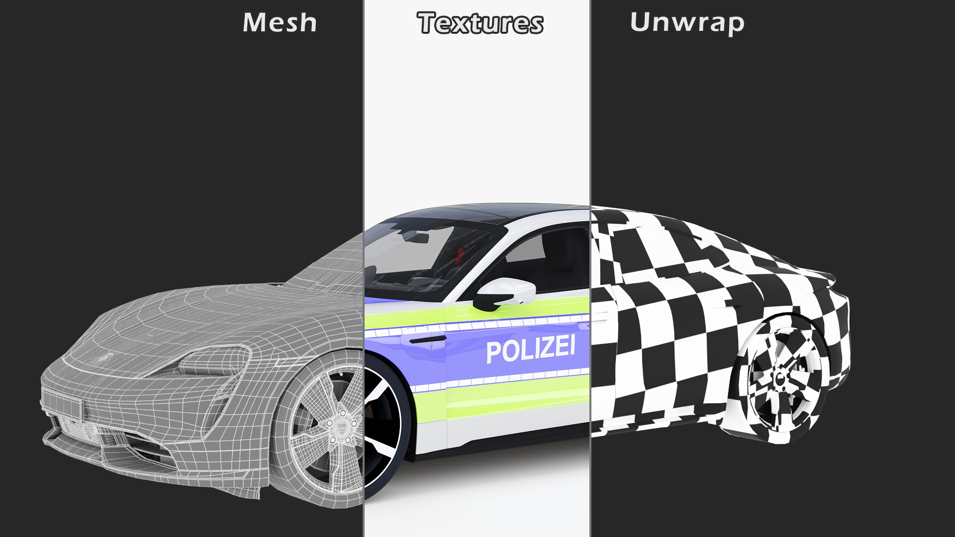 3D Porsche Taycan Turbo S 2020 Police Rigged