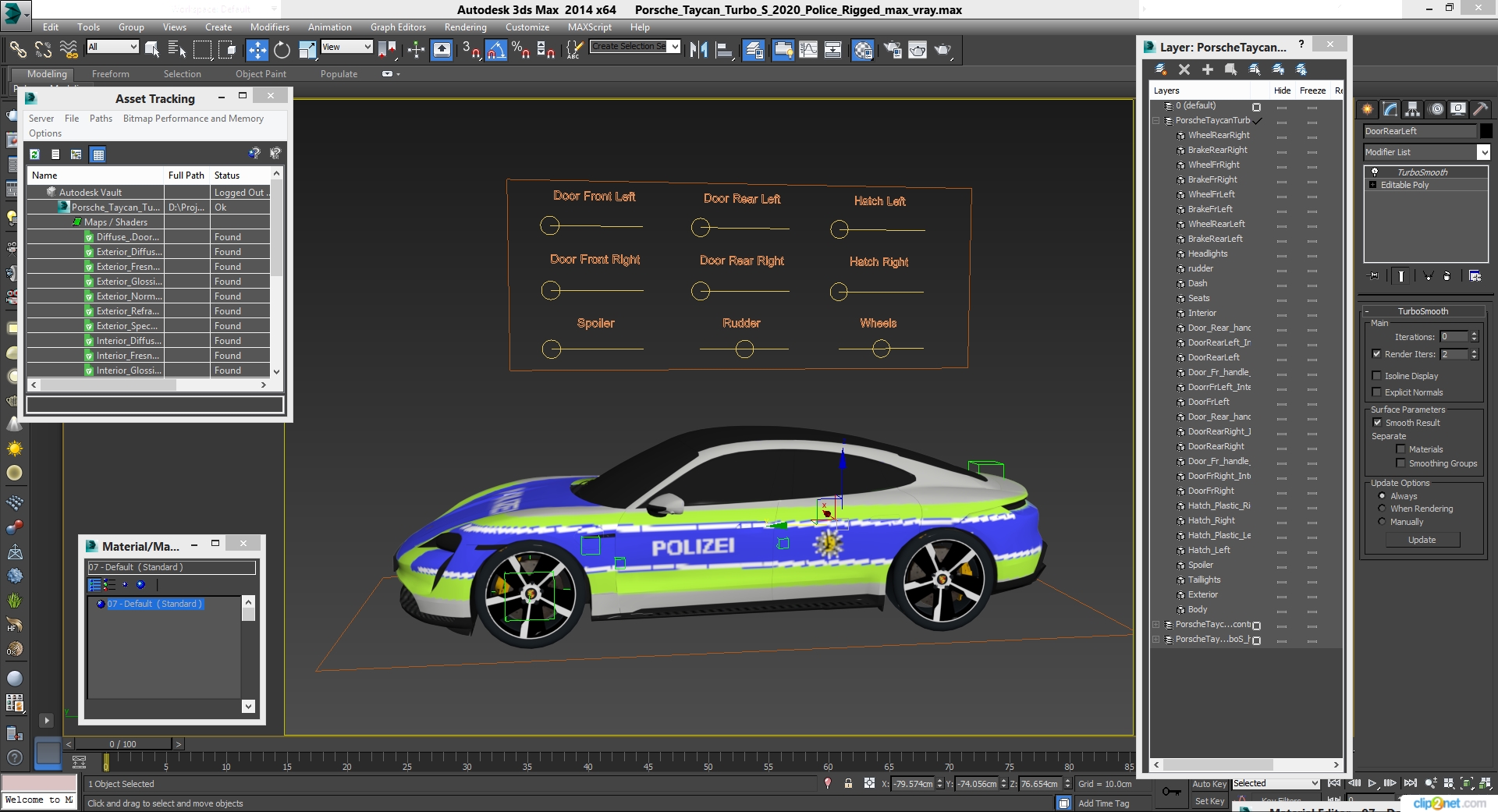 3D Porsche Taycan Turbo S 2020 Police Rigged