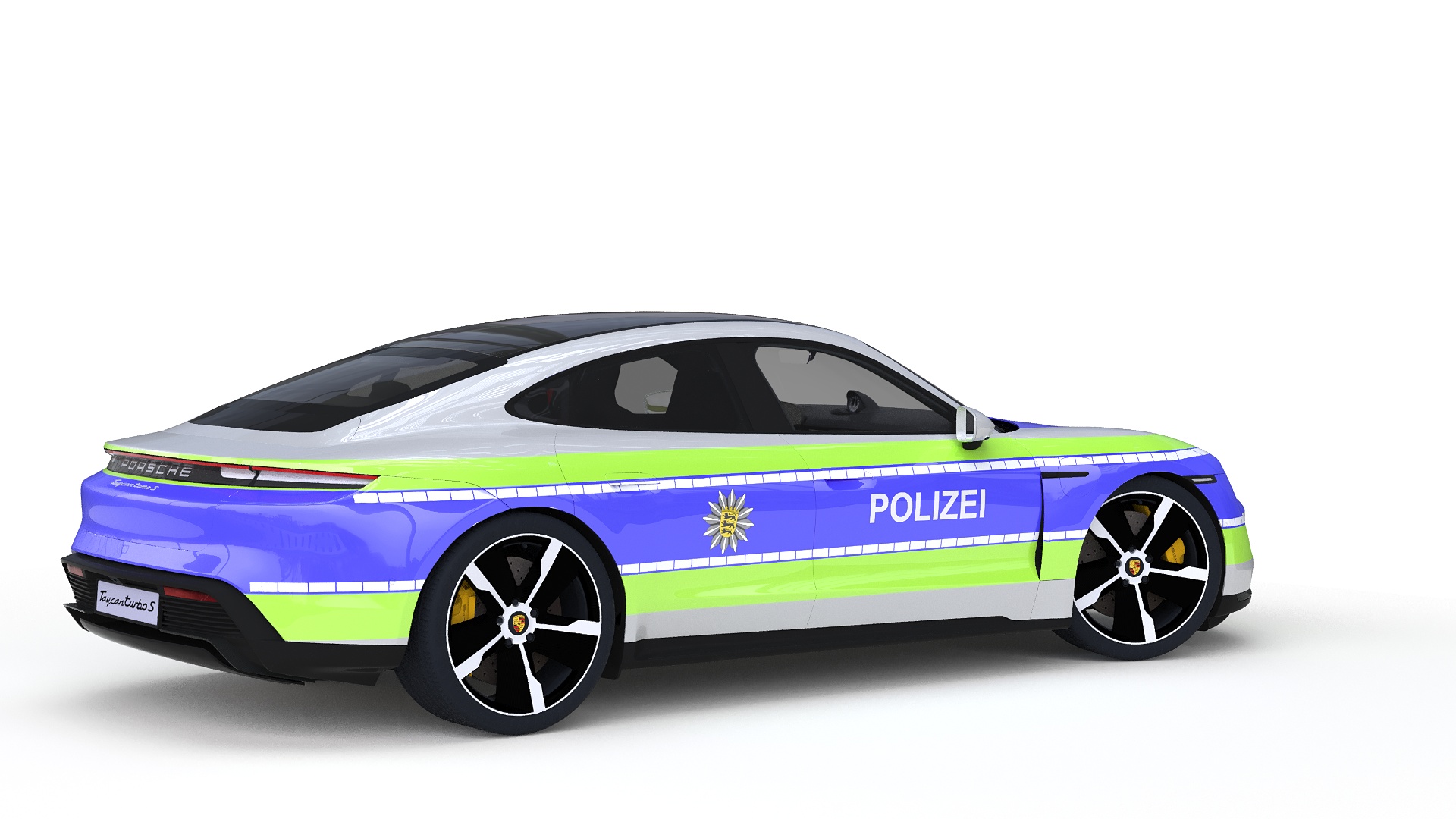 3D Porsche Taycan Turbo S 2020 Police Rigged