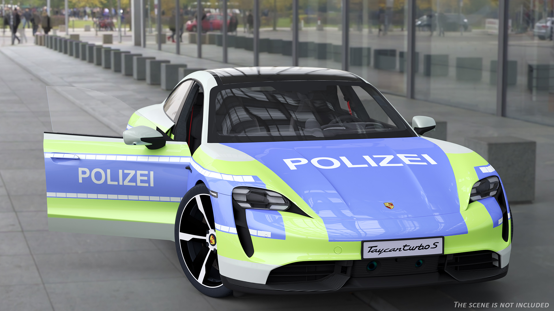 3D Porsche Taycan Turbo S 2020 Police Rigged