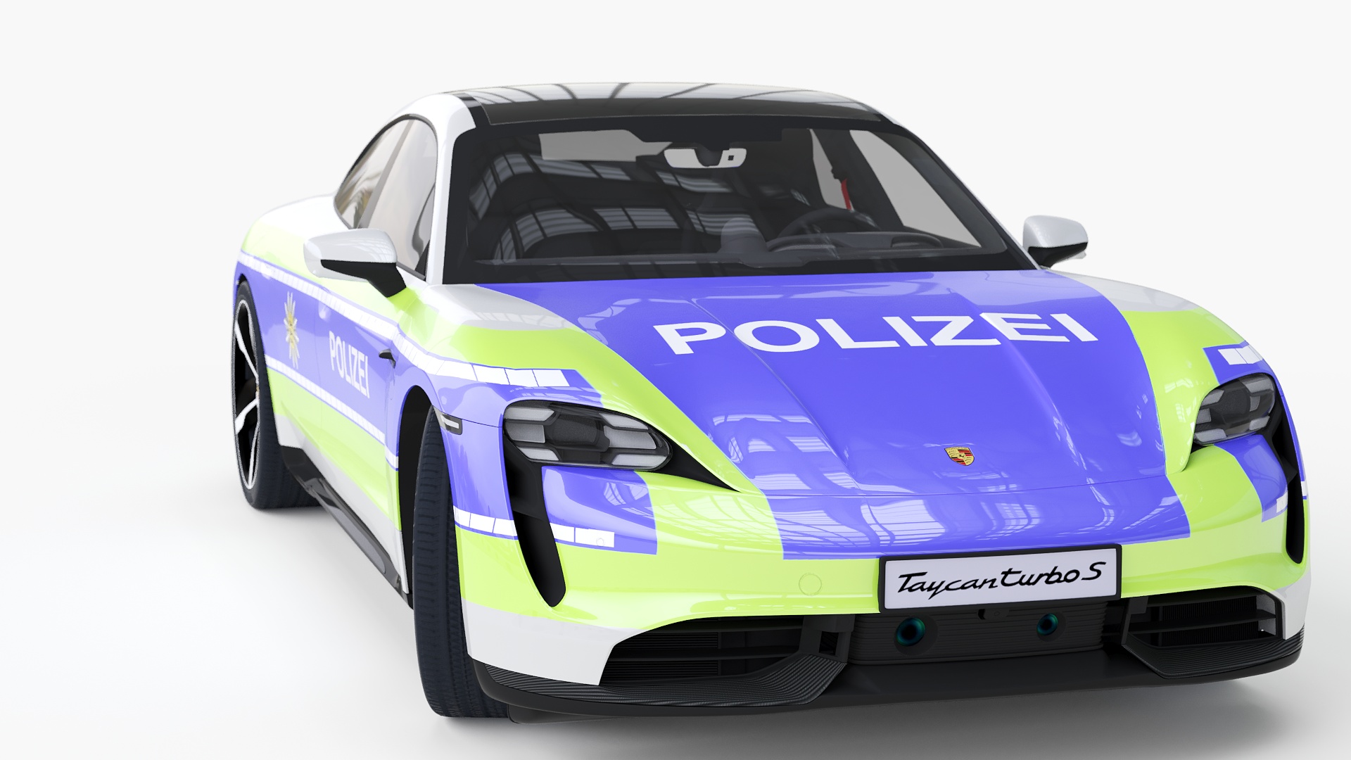 3D Porsche Taycan Turbo S 2020 Police Rigged