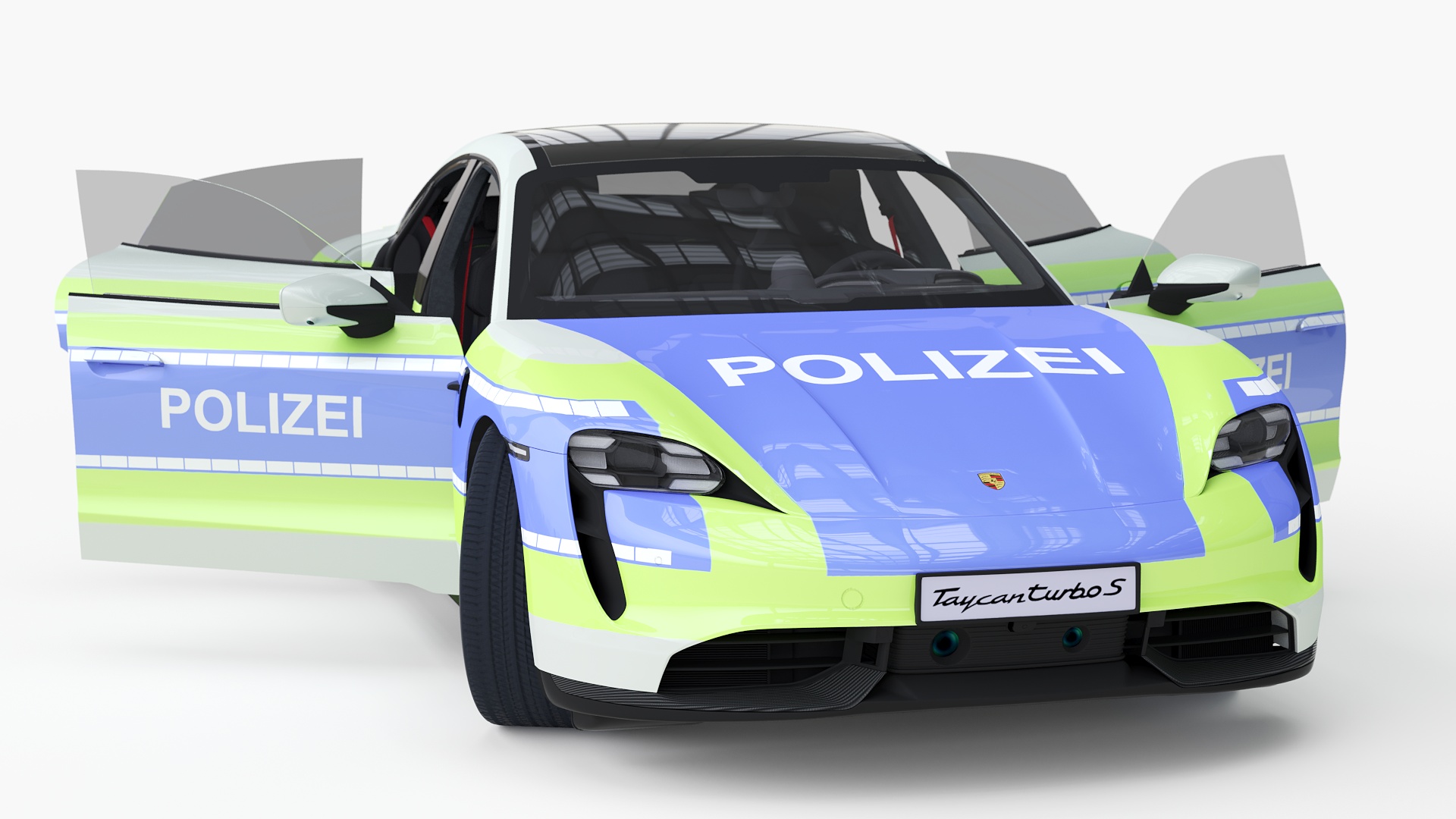 3D Porsche Taycan Turbo S 2020 Police Rigged