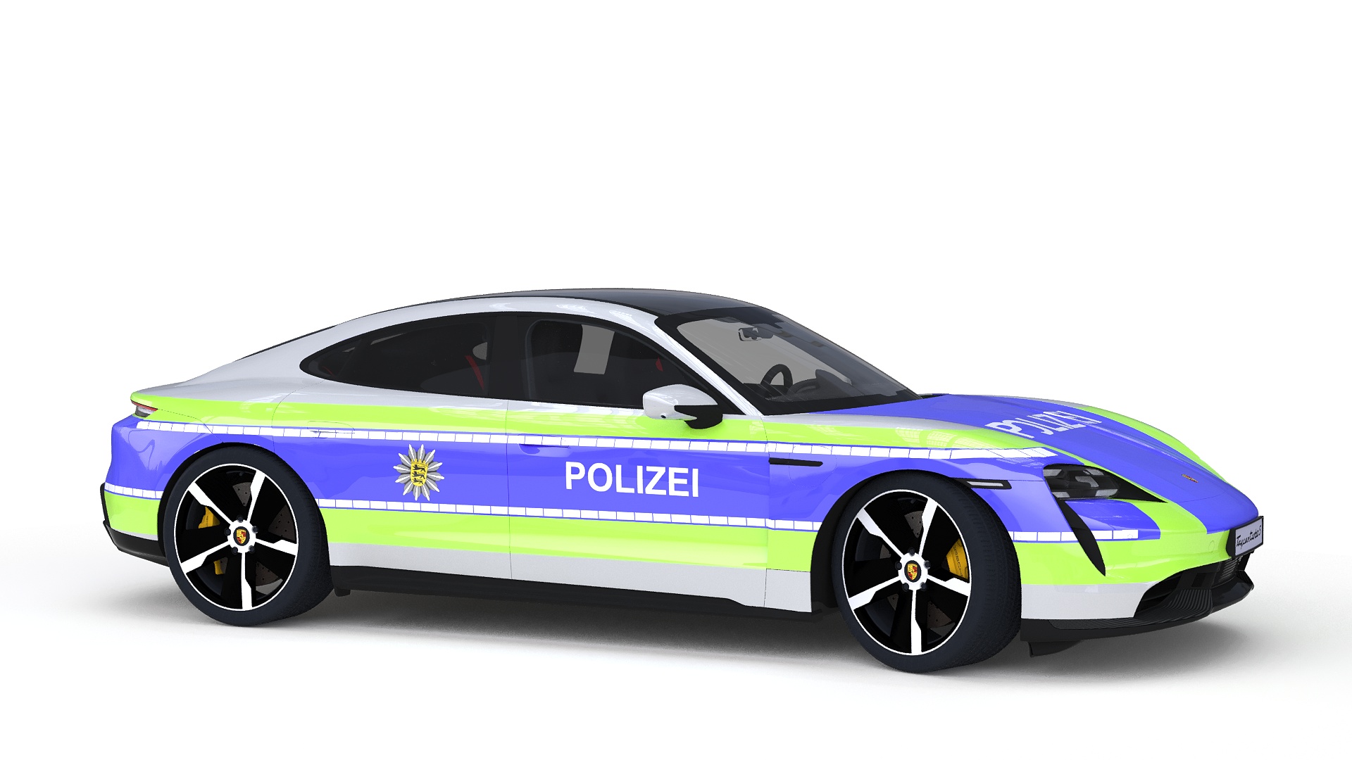 3D Porsche Taycan Turbo S 2020 Police Rigged