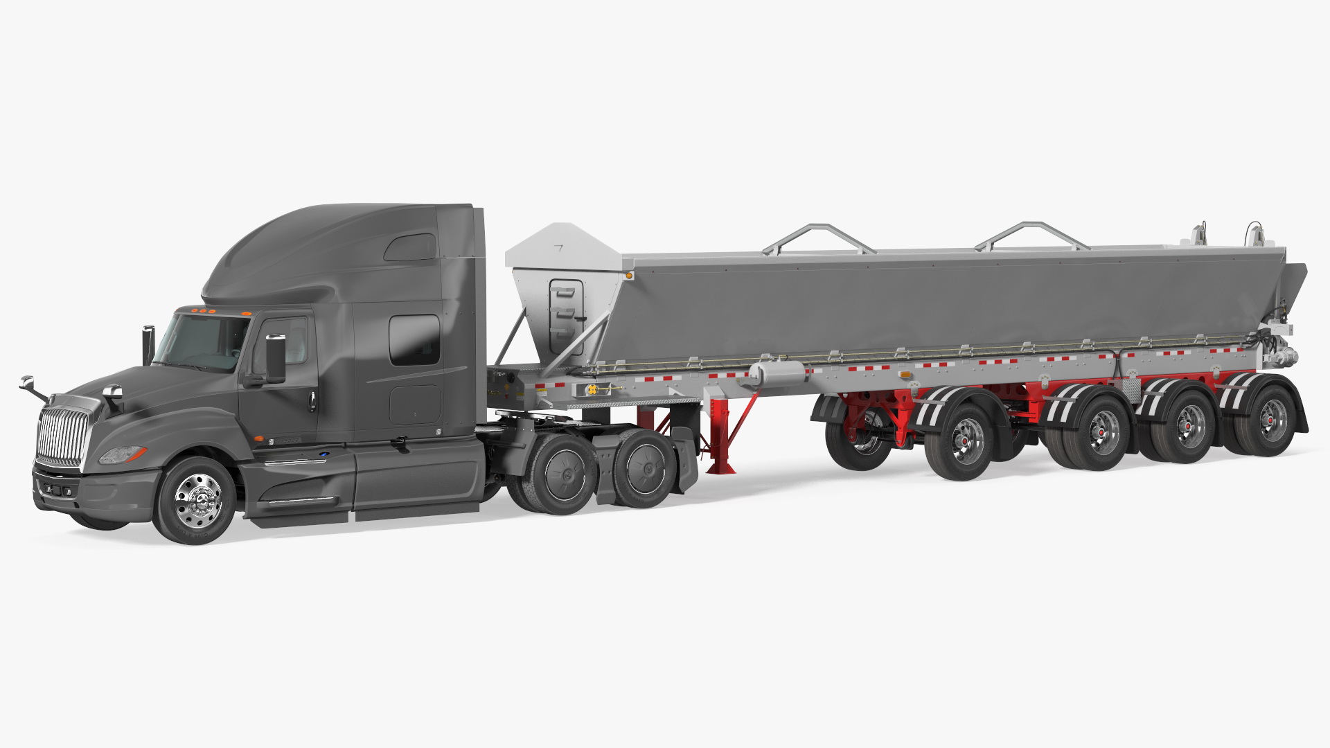 3D Heavy Truck With Bottom Trailer Rigged model