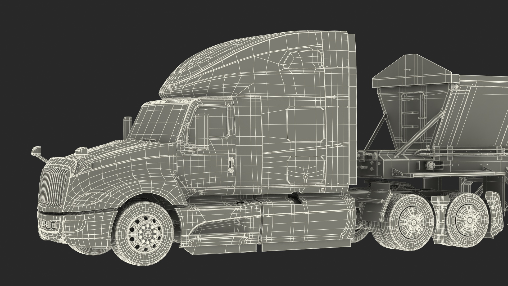 3D Heavy Truck With Bottom Trailer Rigged model