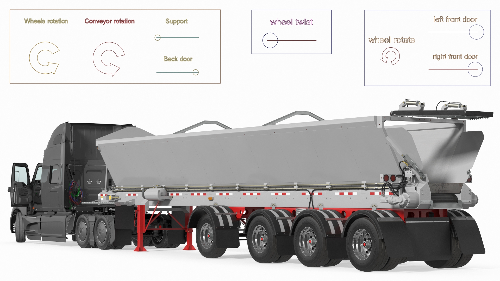 3D Heavy Truck With Bottom Trailer Rigged model