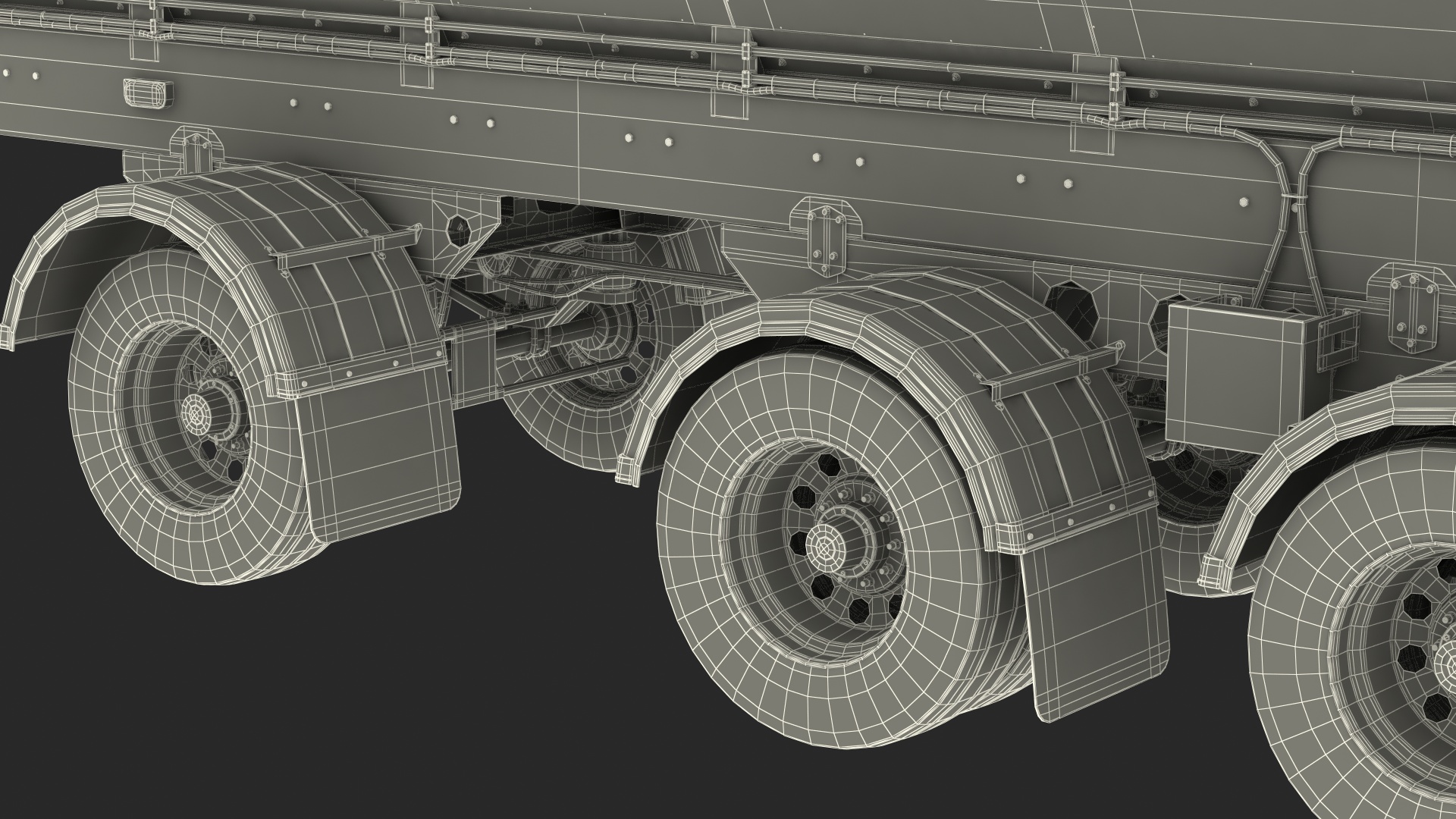 3D Heavy Truck With Bottom Trailer Rigged model