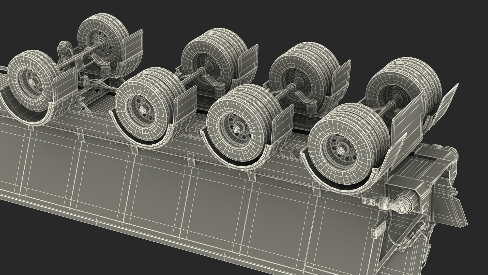 3D Heavy Truck With Bottom Trailer Rigged model