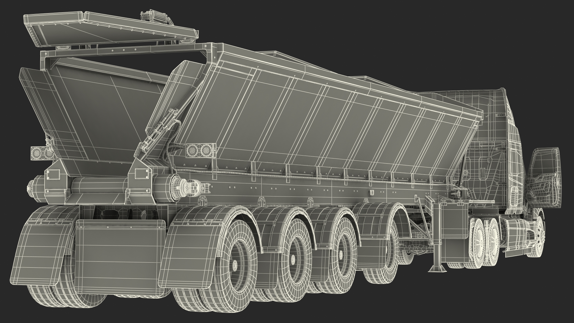 3D Heavy Truck With Bottom Trailer Rigged model