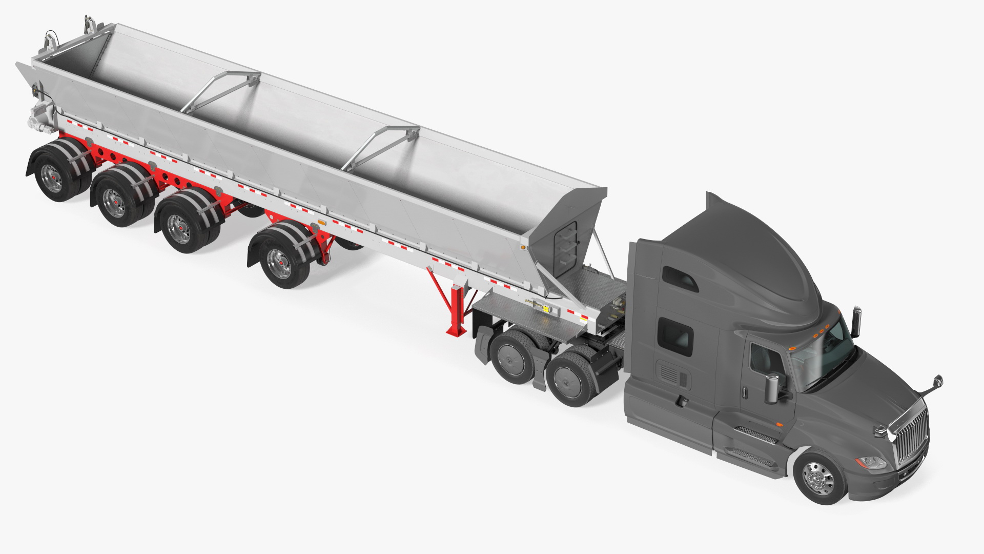 3D Heavy Truck With Bottom Trailer Rigged model