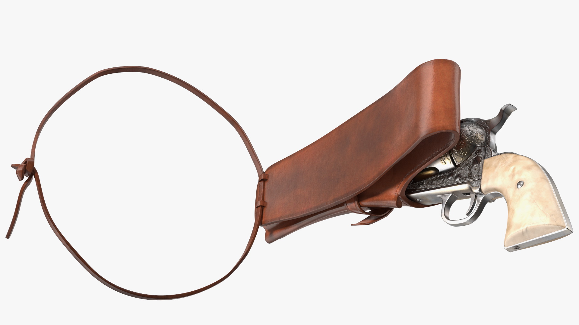 Leather Holster with Revolver 3D model