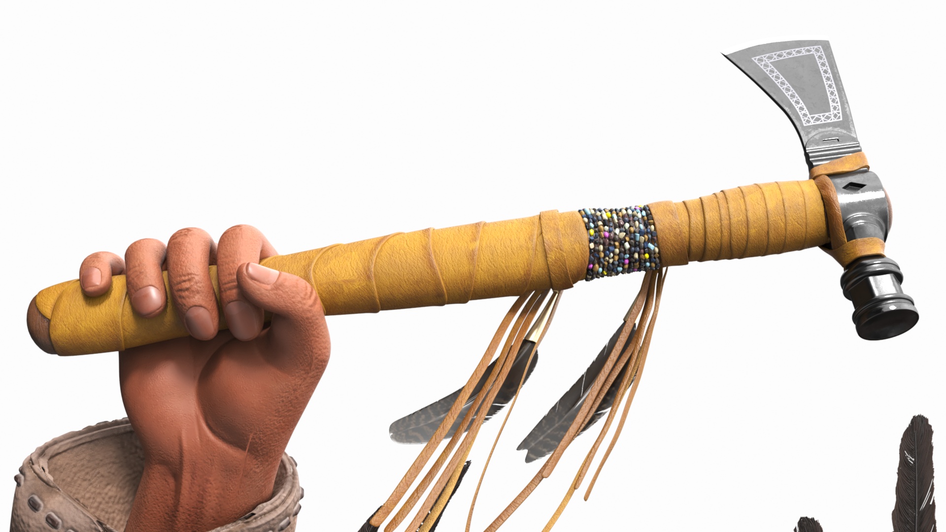 3D model Native American Chief with Tomahawk