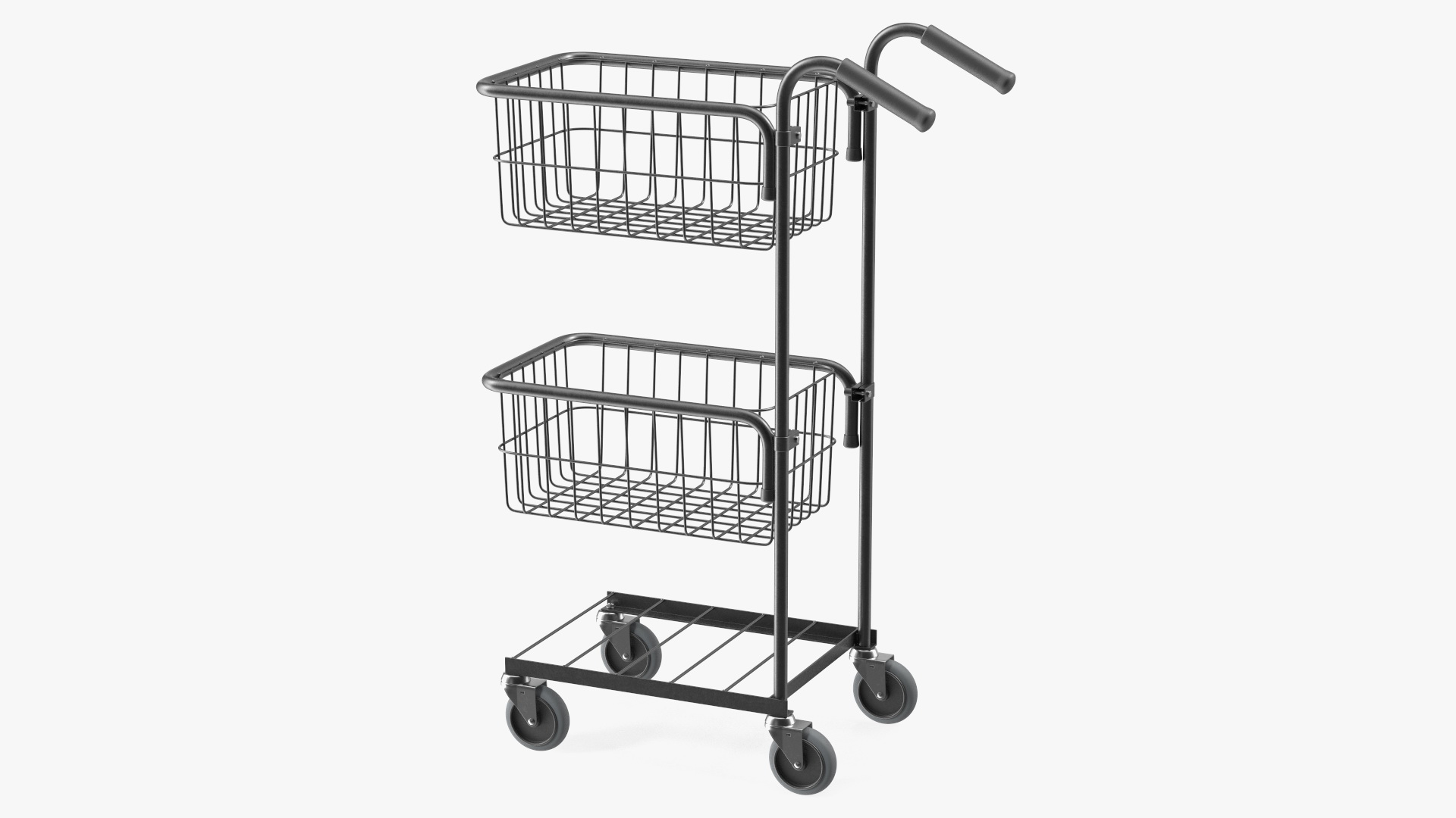 3D model Mini Trolley with Two Baskets Black