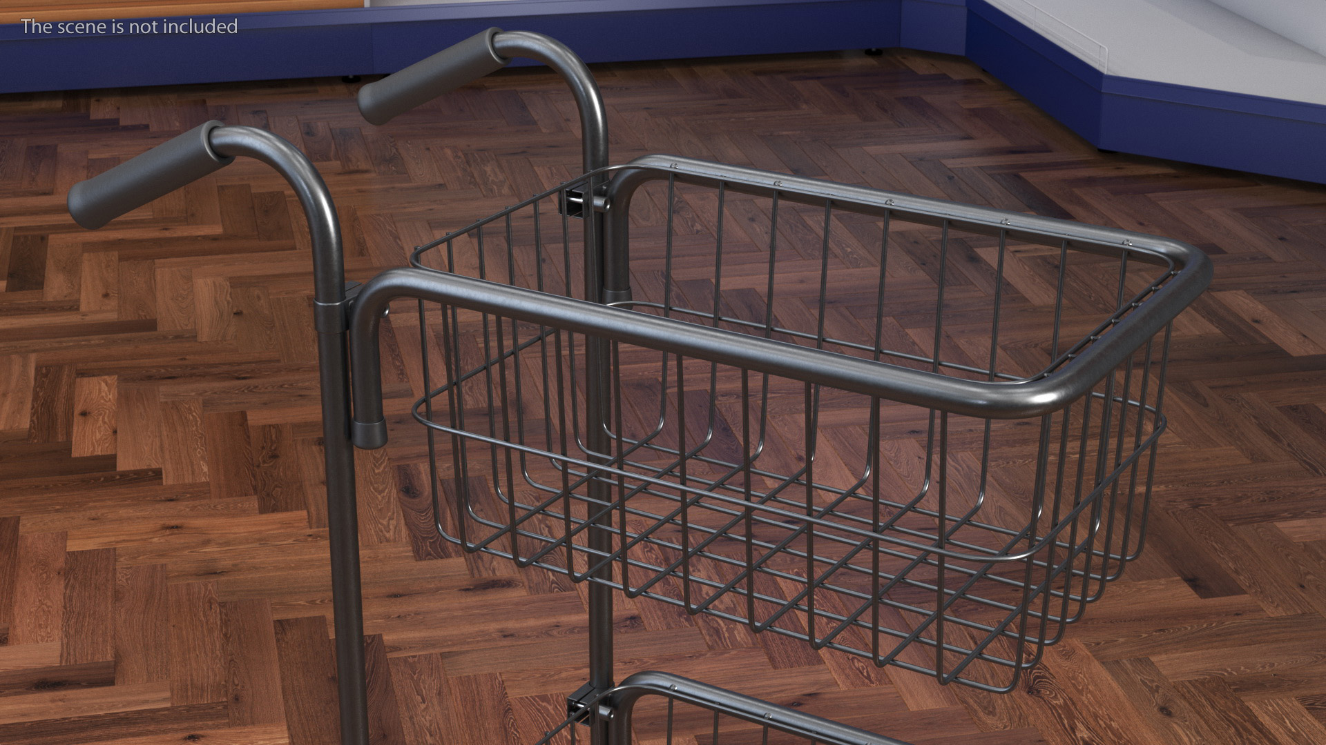 3D model Mini Trolley with Two Baskets Black