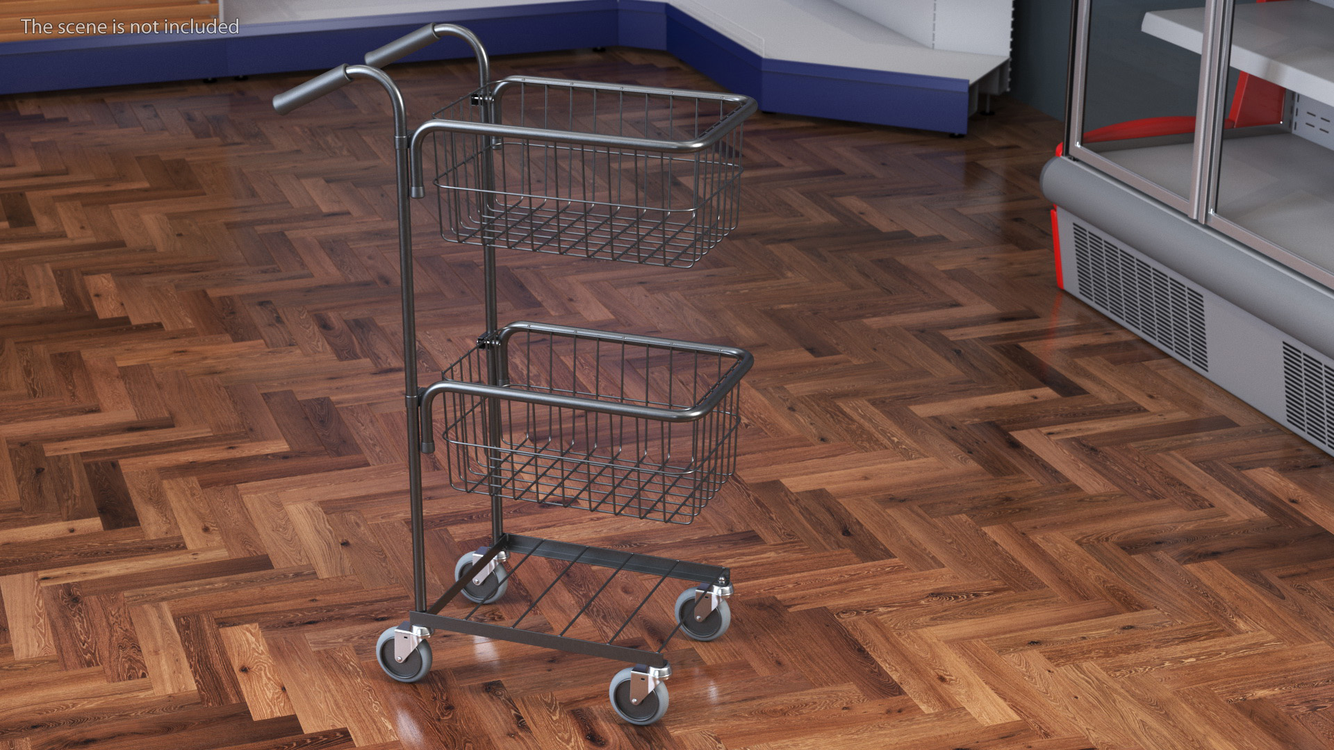 3D model Mini Trolley with Two Baskets Black