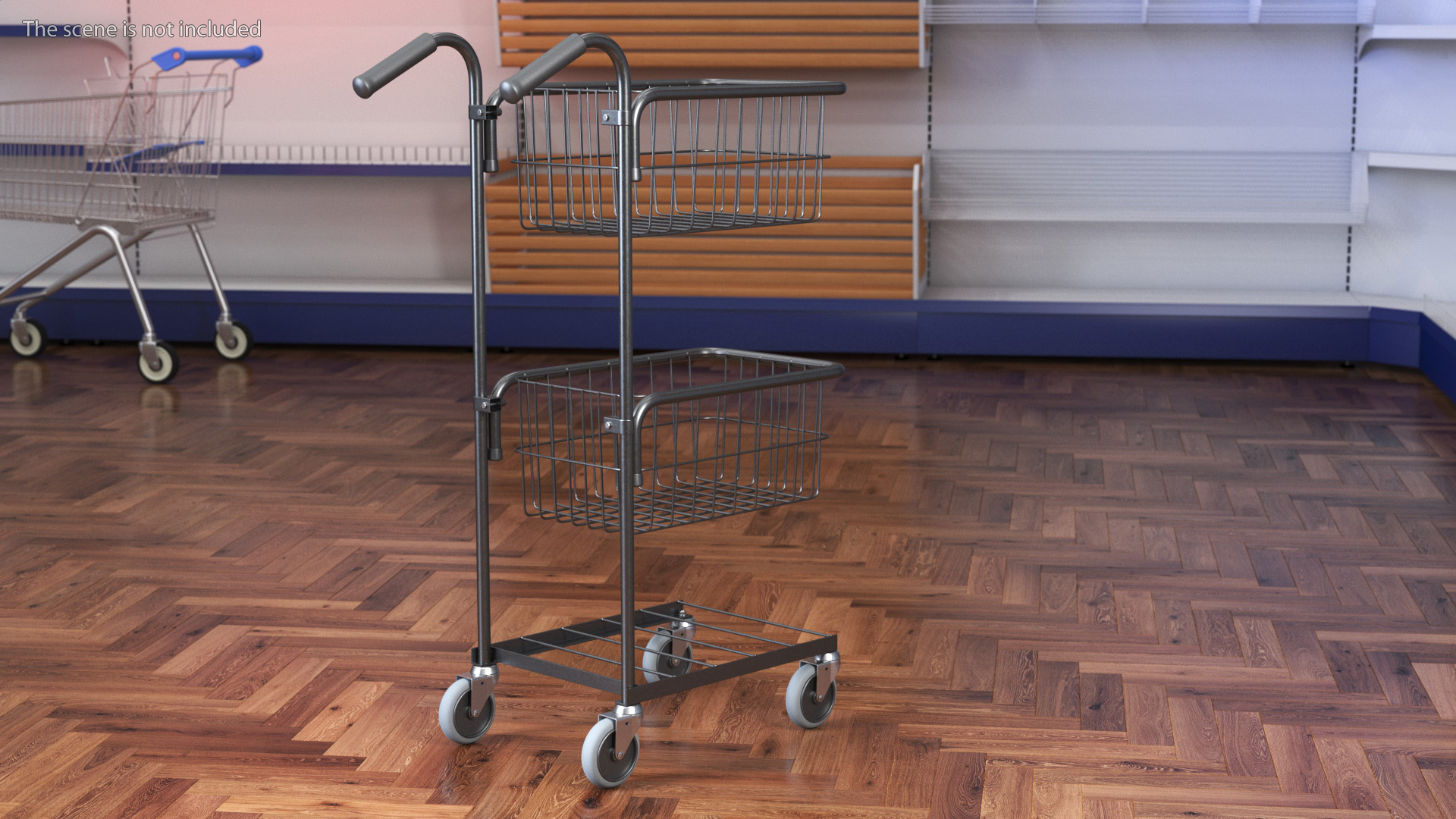 3D model Mini Trolley with Two Baskets Black