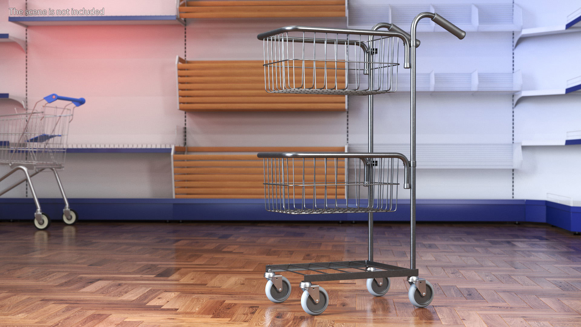 3D model Mini Trolley with Two Baskets Black