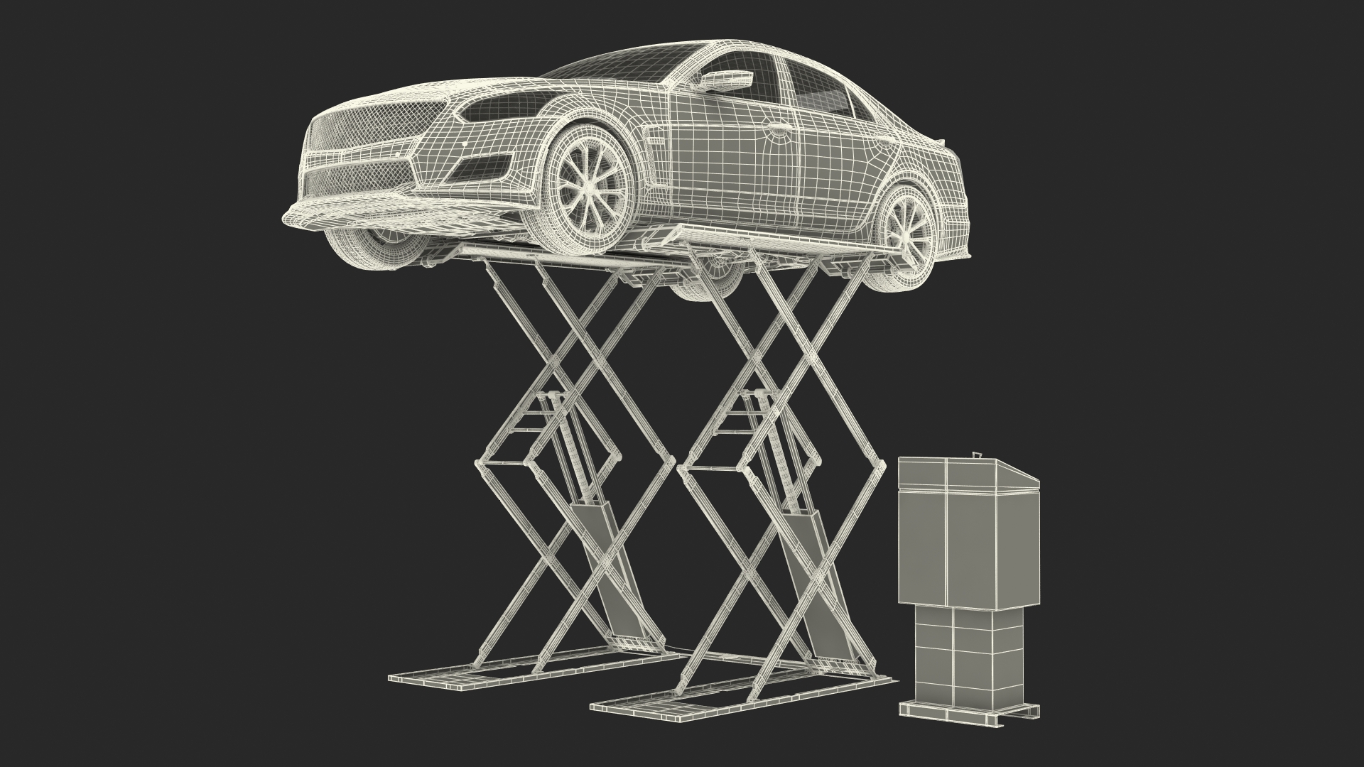 3D Automotive Scissor Lift and Sedan model