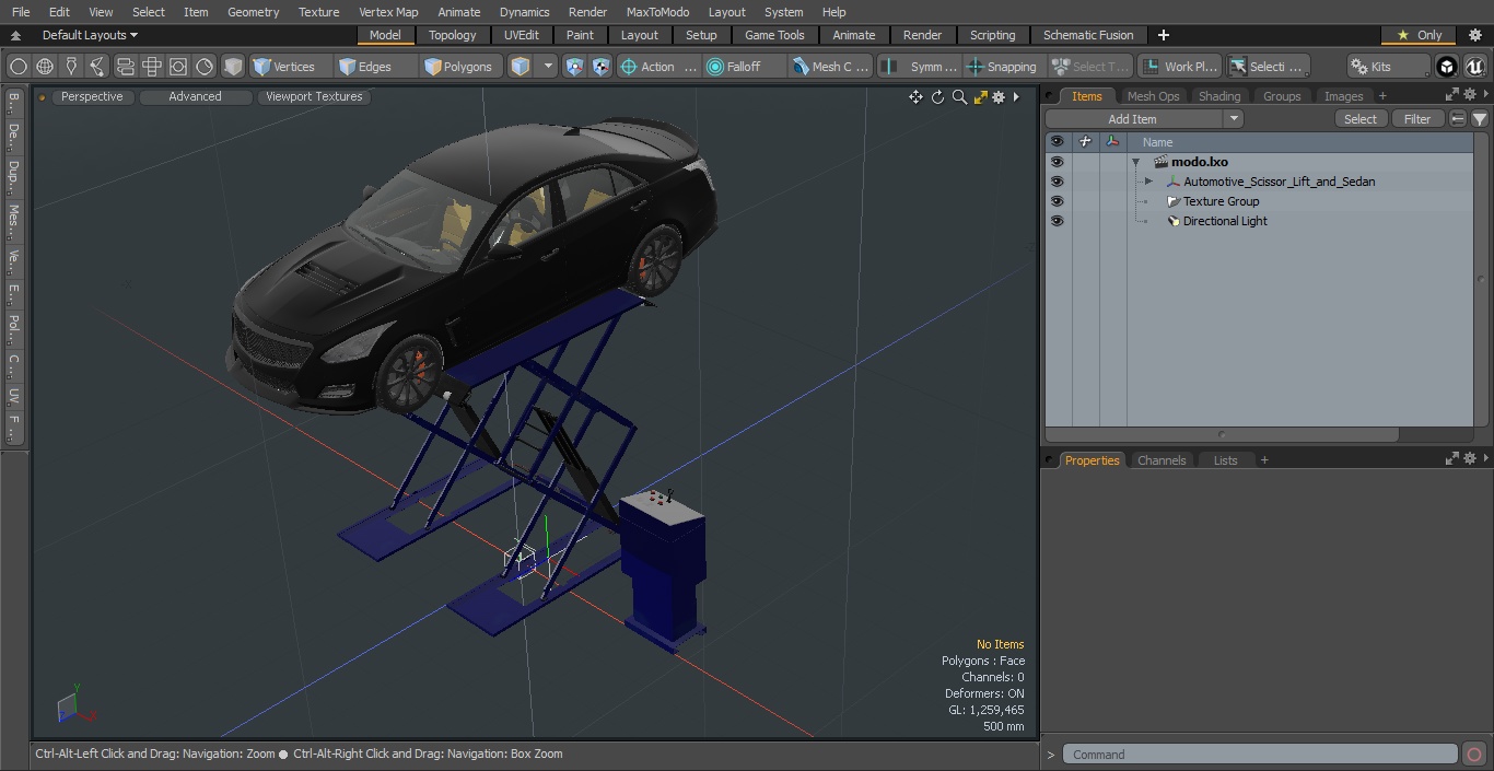 3D Automotive Scissor Lift and Sedan model