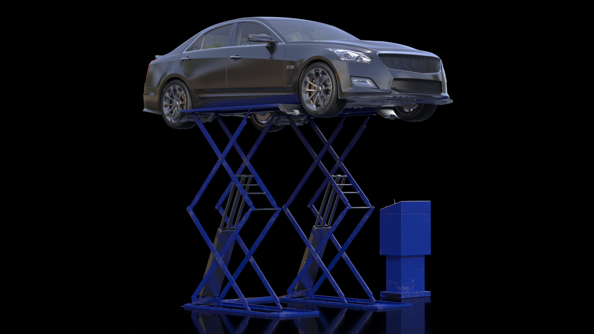 3D Automotive Scissor Lift and Sedan model