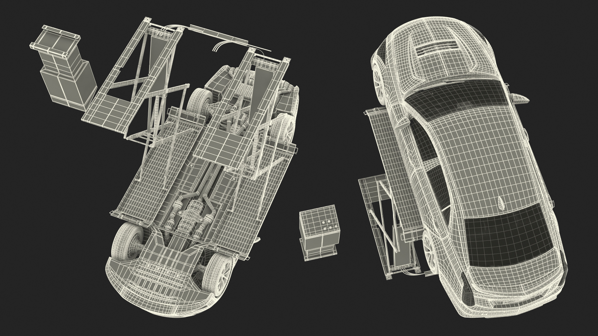 3D Automotive Scissor Lift and Sedan model