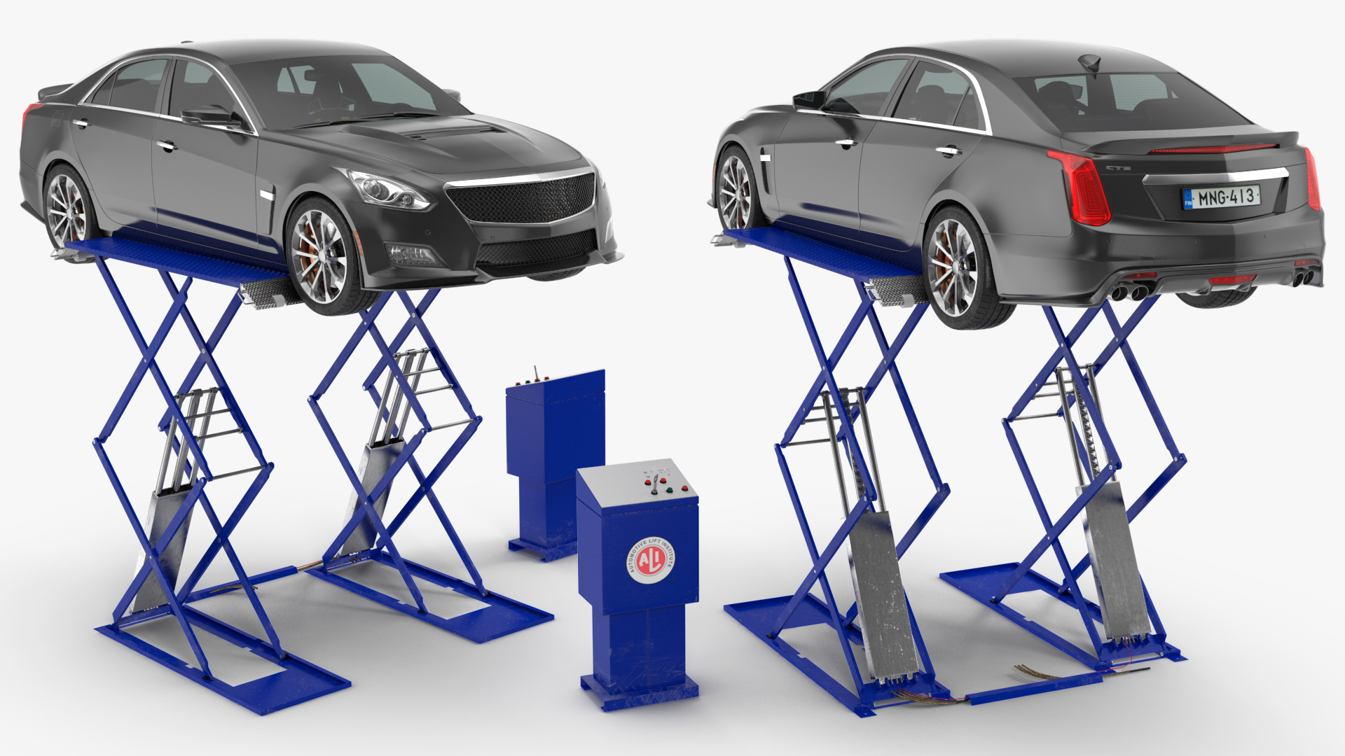 3D Automotive Scissor Lift and Sedan model