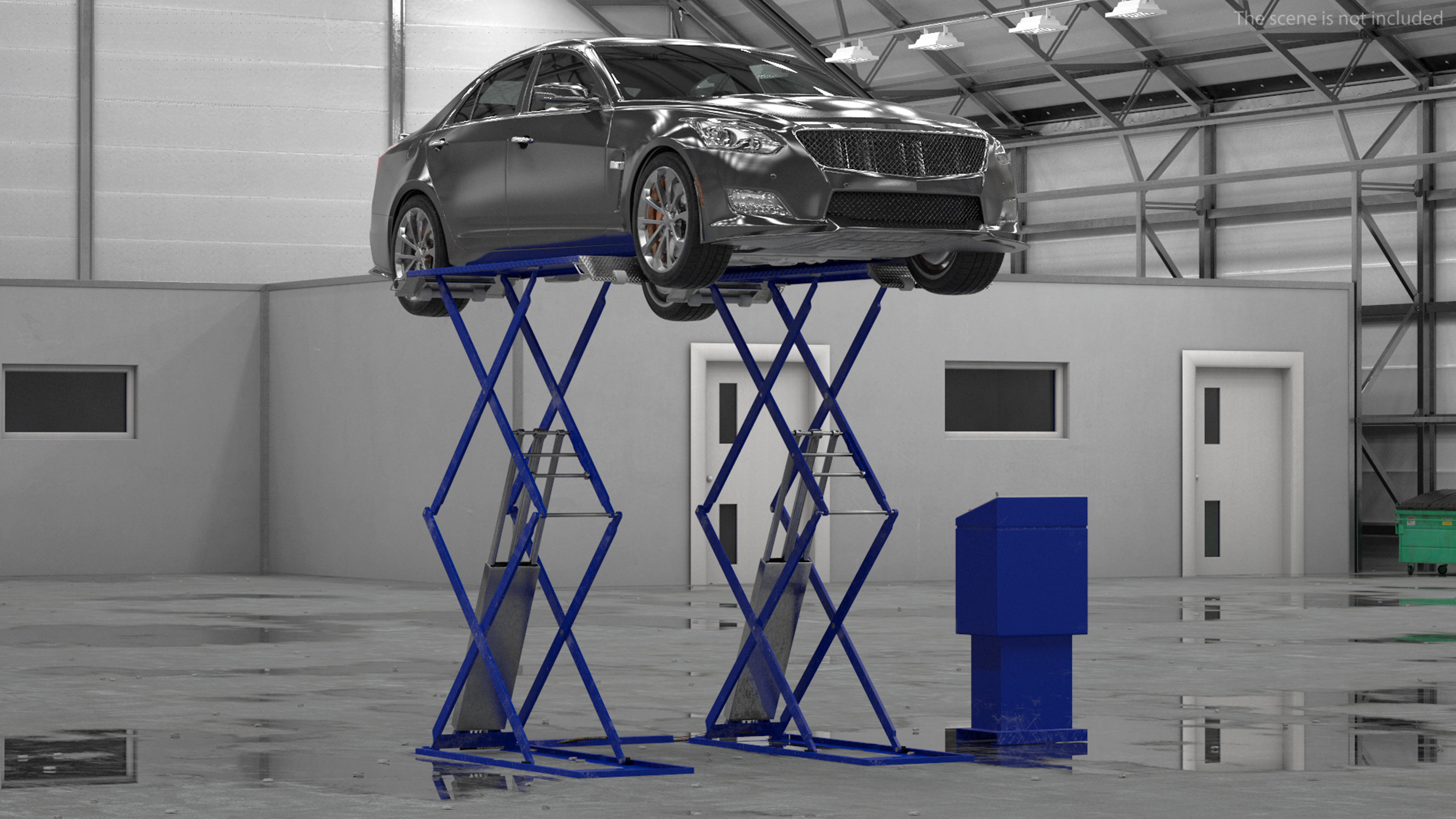 3D Automotive Scissor Lift and Sedan model