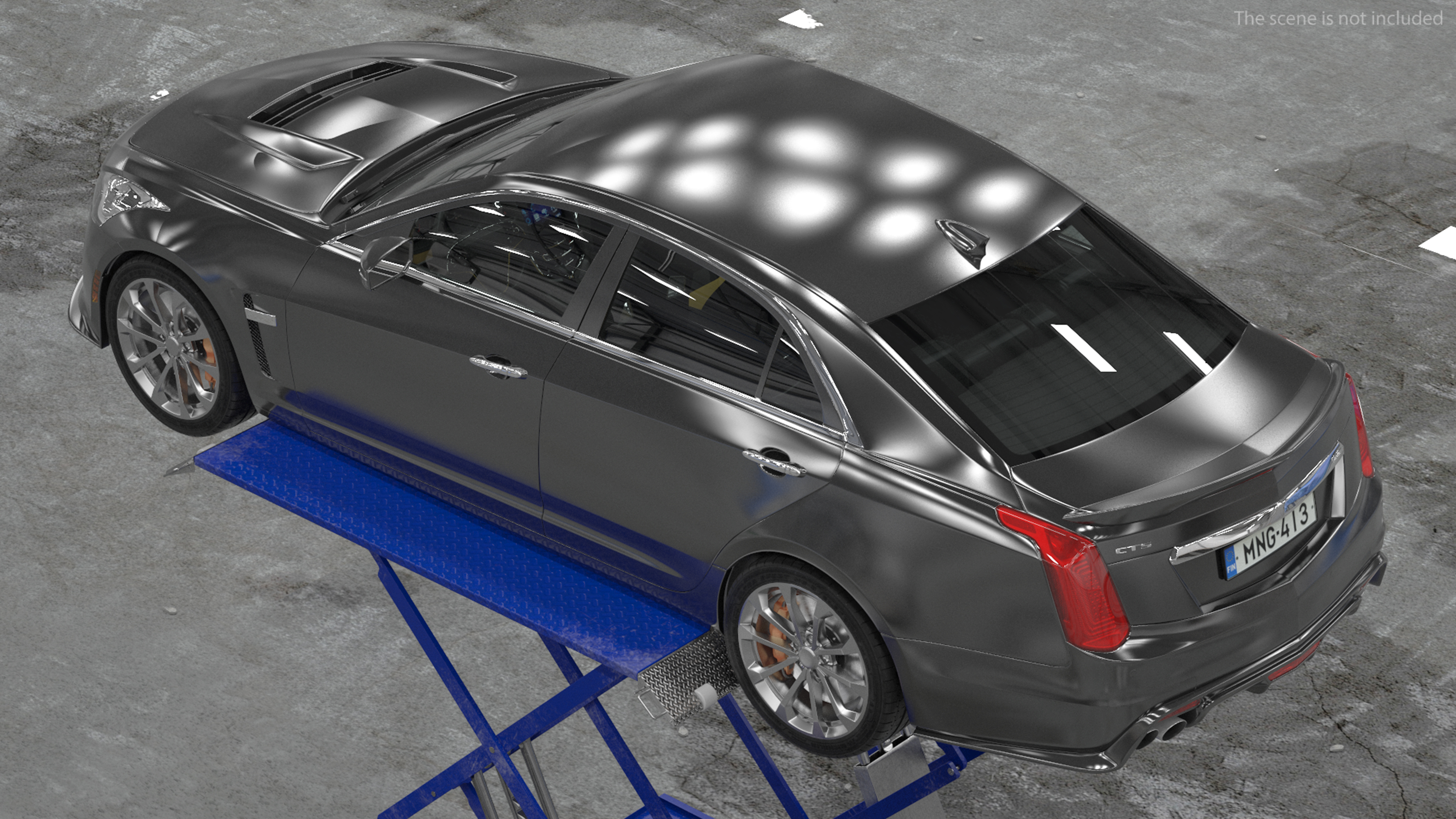 3D Automotive Scissor Lift and Sedan model