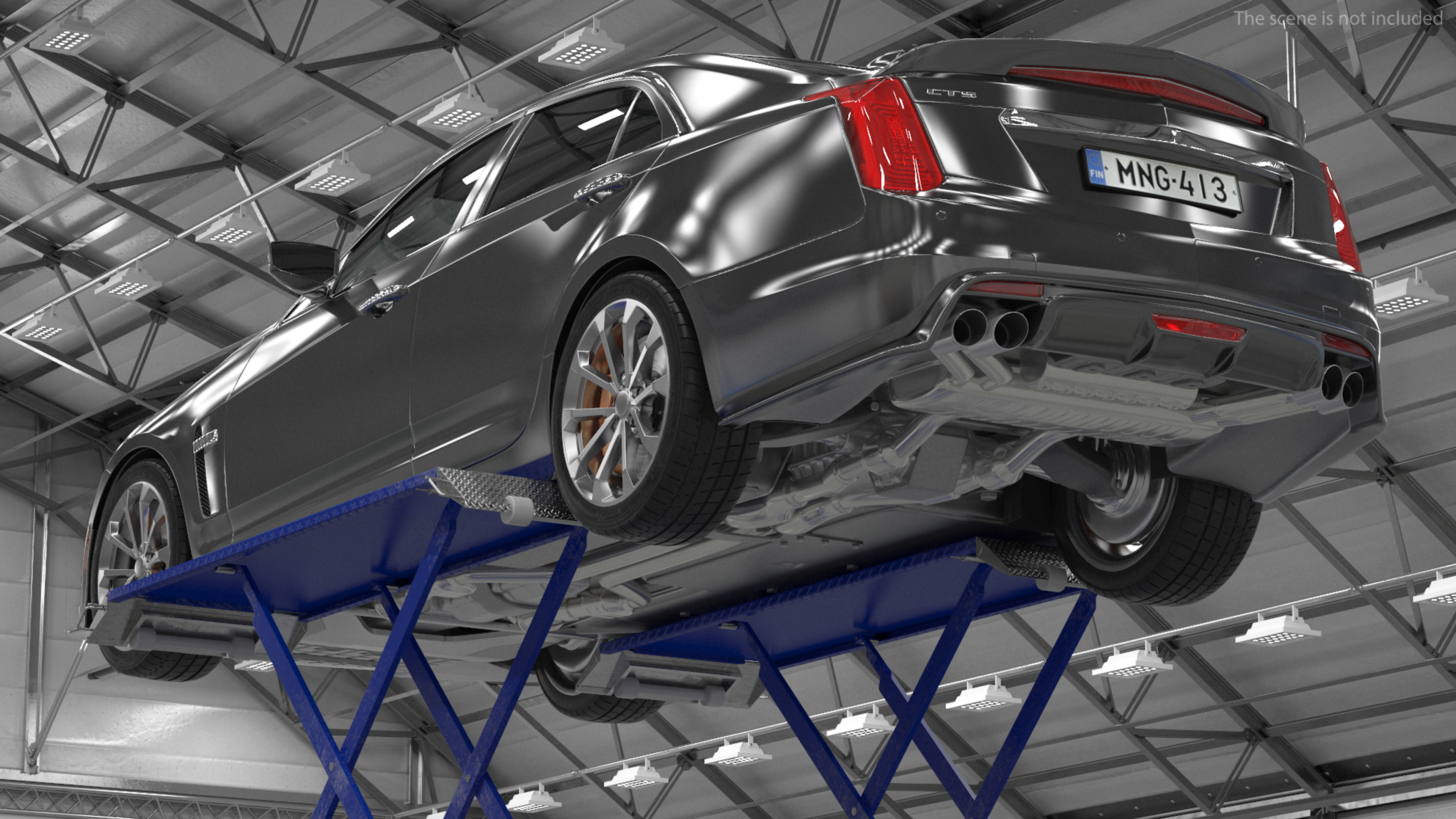 3D Automotive Scissor Lift and Sedan model