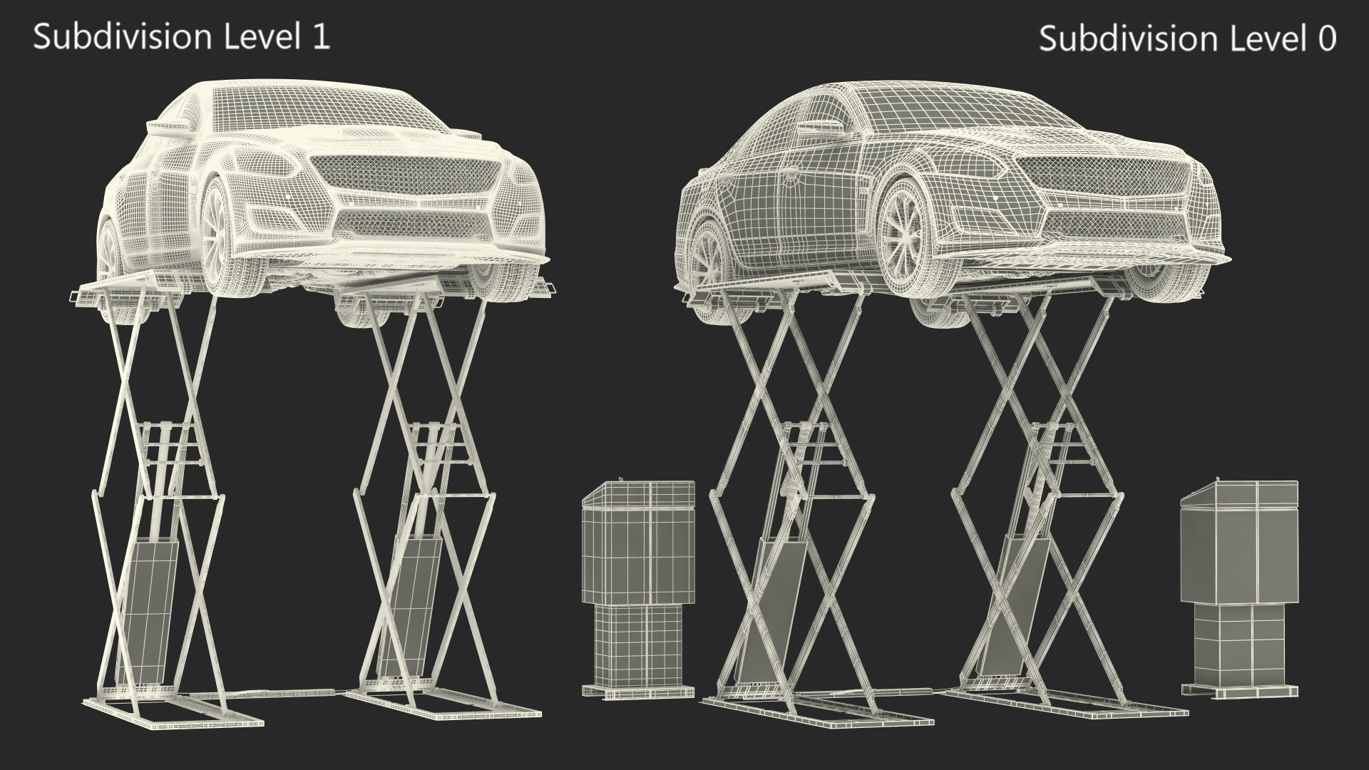 3D Automotive Scissor Lift and Sedan model