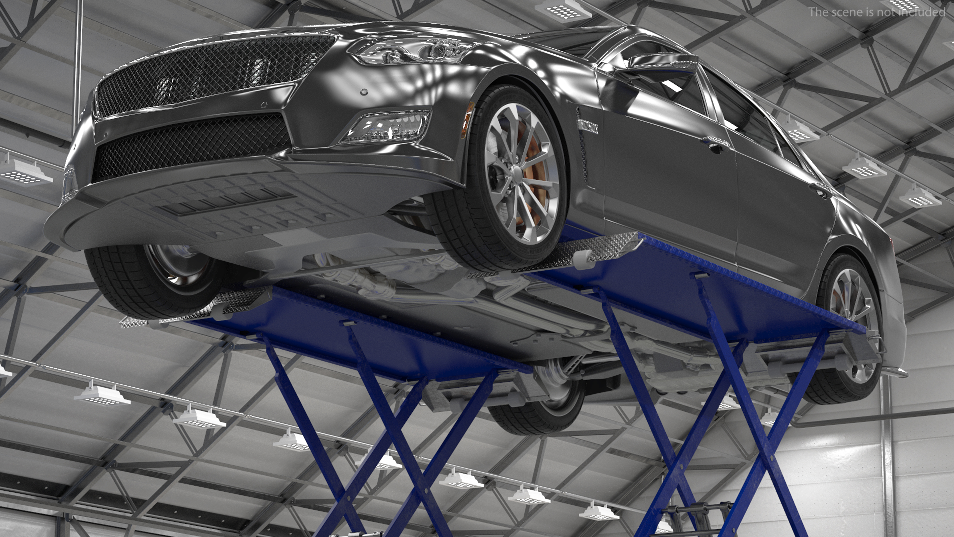 3D Automotive Scissor Lift and Sedan model