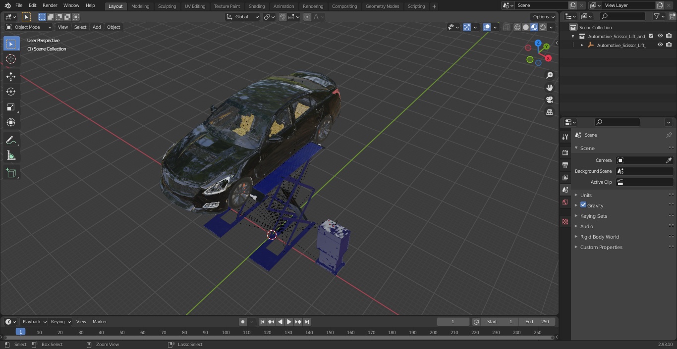 3D Automotive Scissor Lift and Sedan model