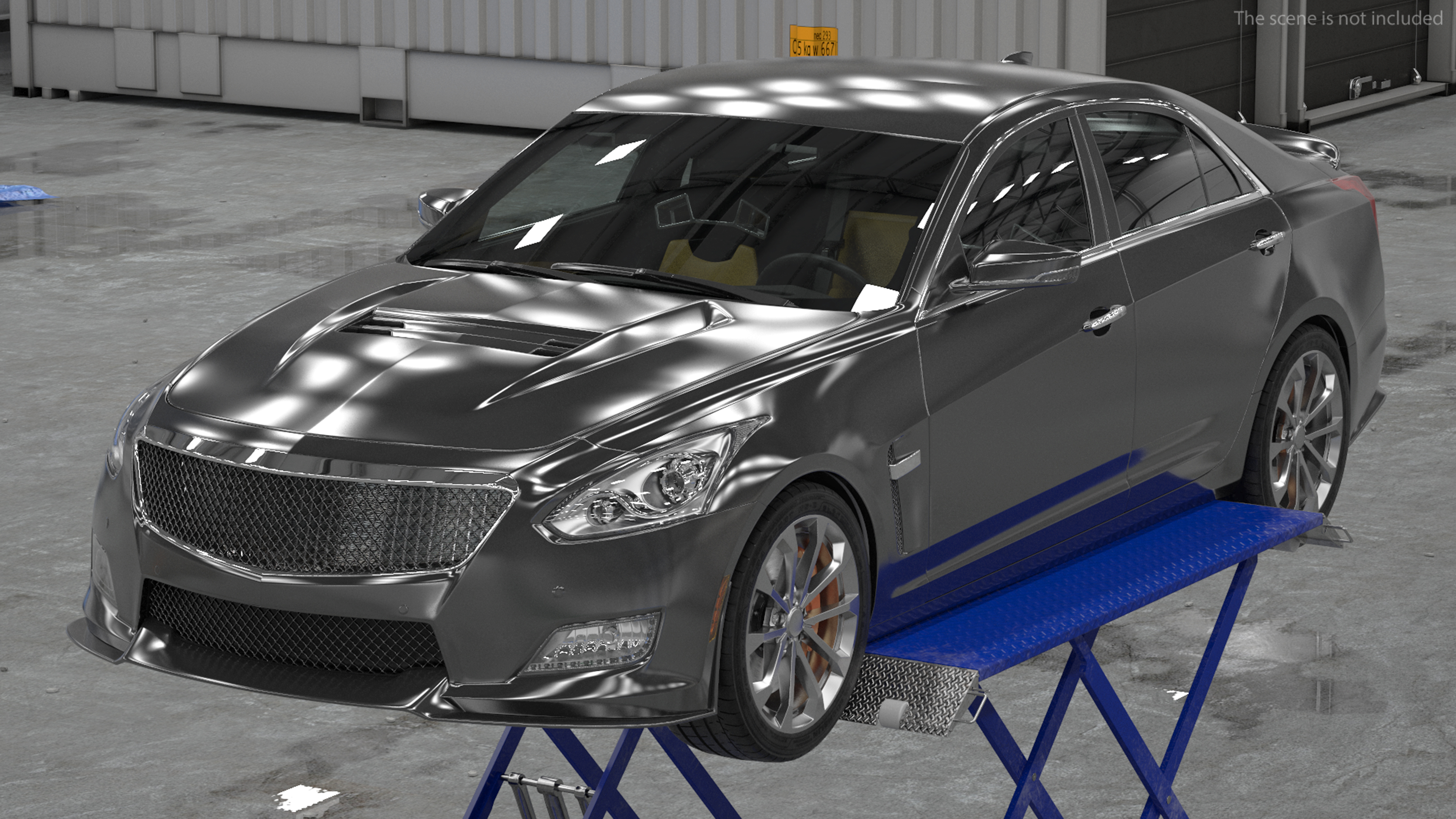 3D Automotive Scissor Lift and Sedan model