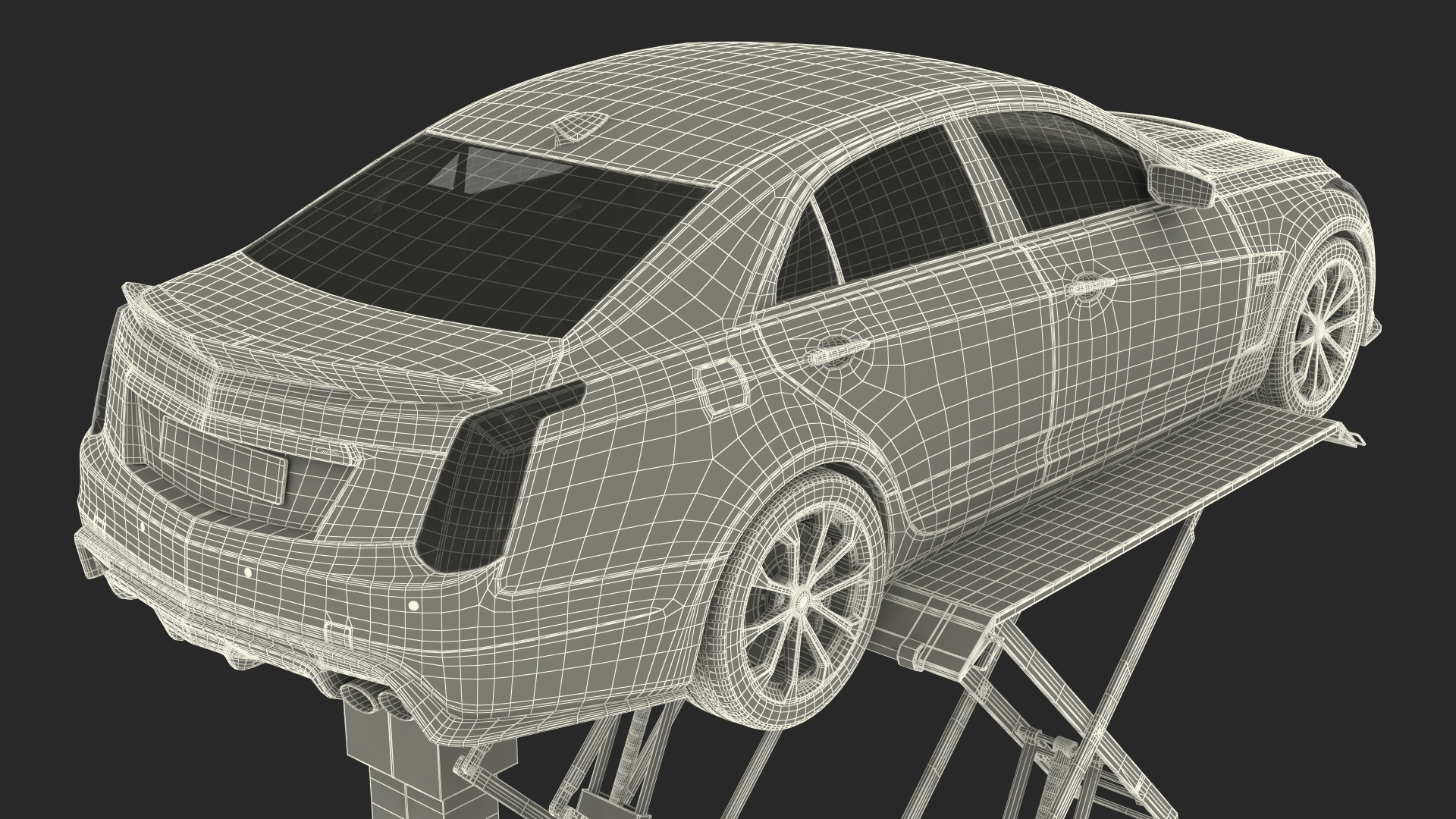 3D Automotive Scissor Lift and Sedan model