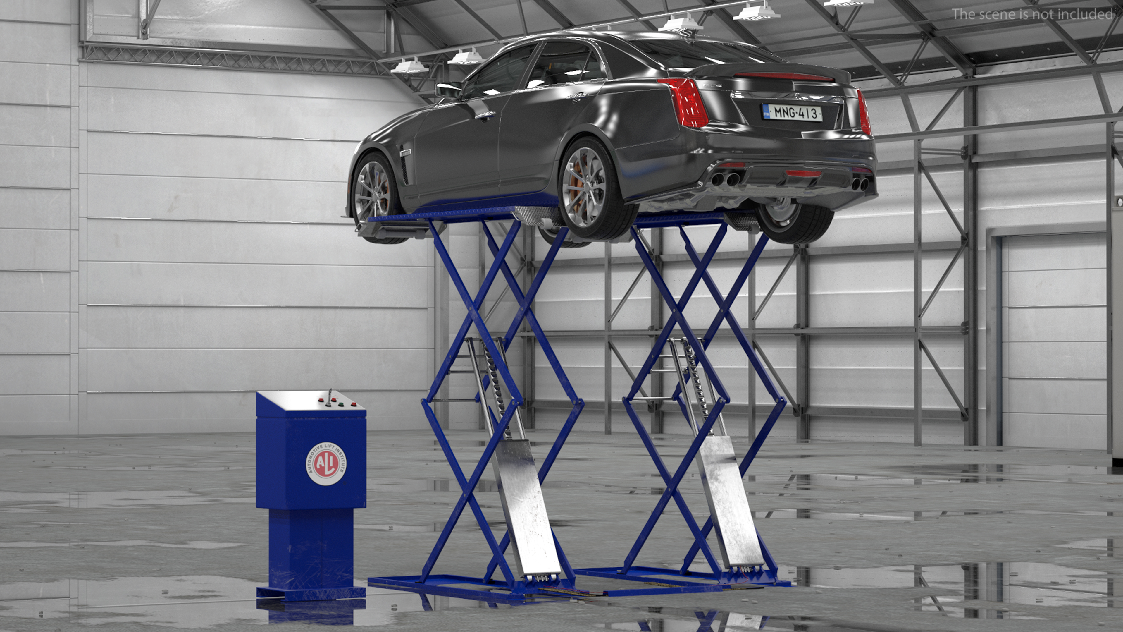 3D Automotive Scissor Lift and Sedan model