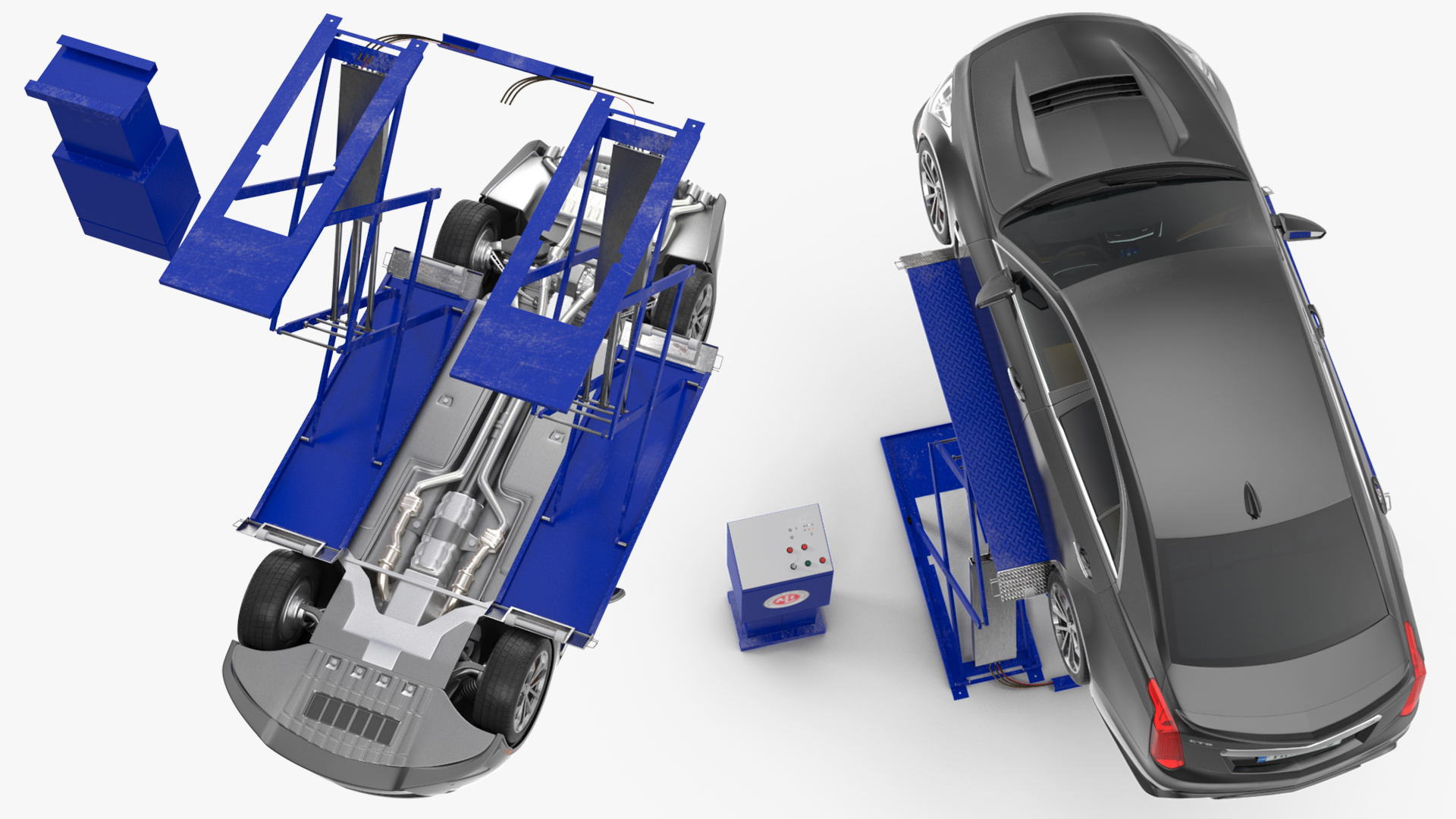 3D Automotive Scissor Lift and Sedan model