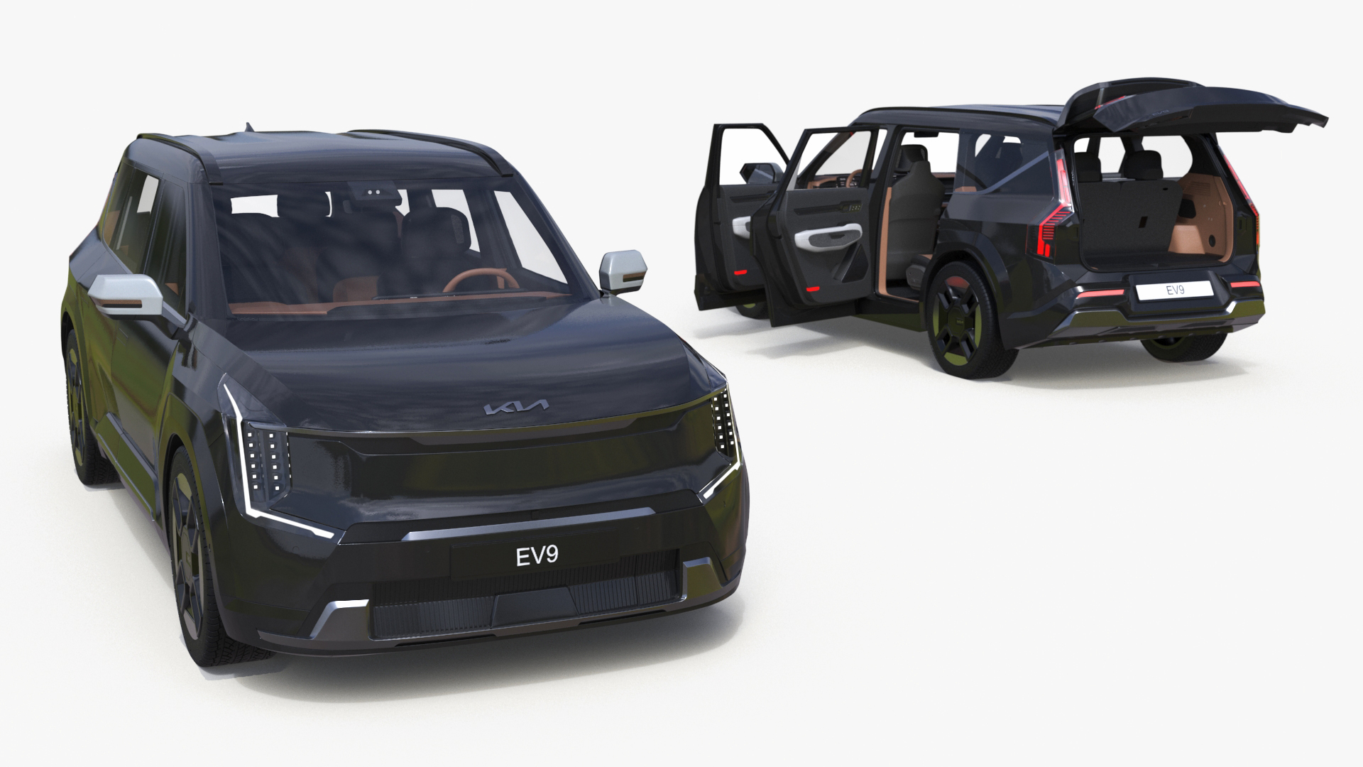 3D model KIA EV9 Luxury SUV Black Simplified