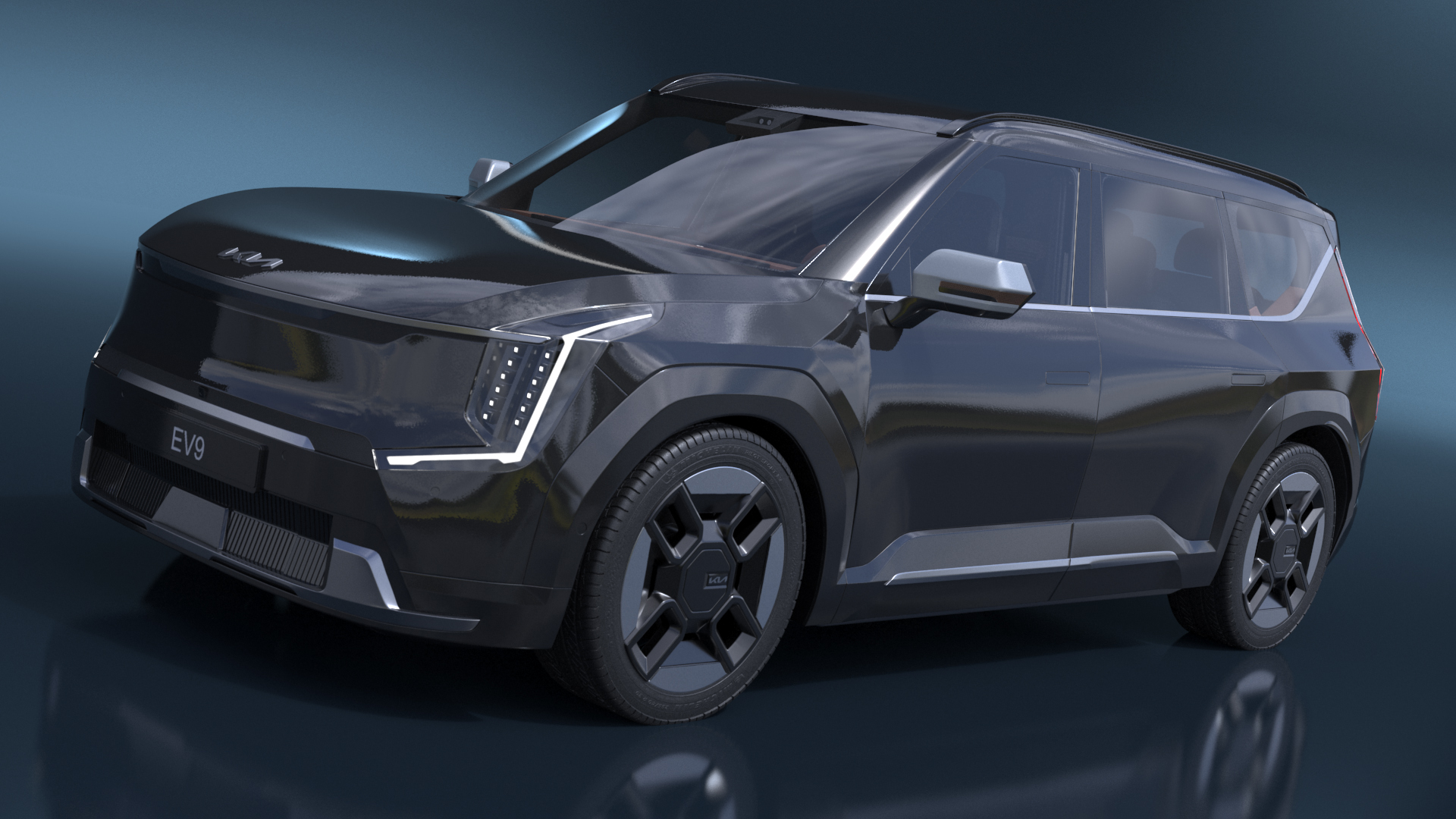 3D model KIA EV9 Luxury SUV Black Simplified