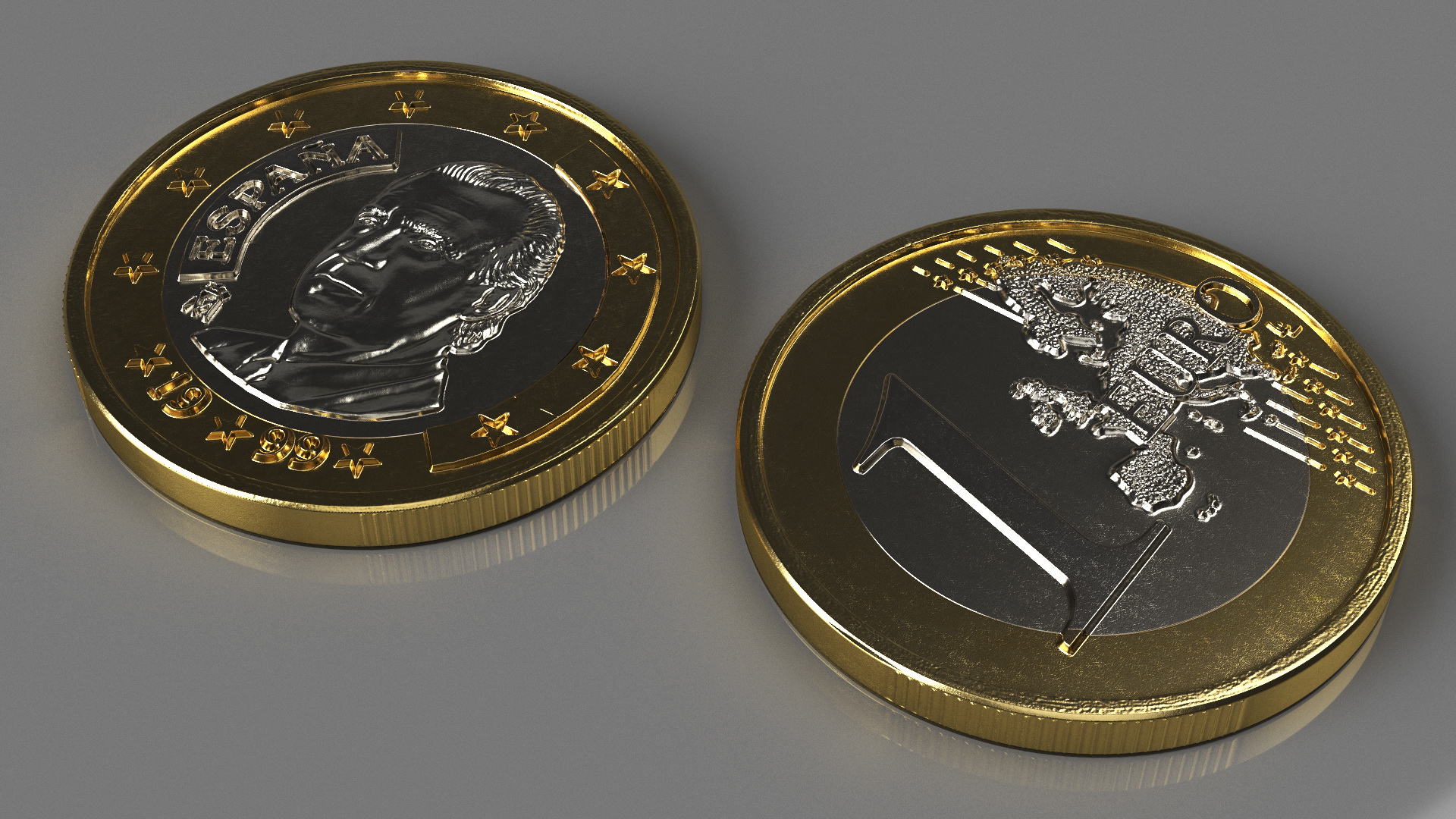 Spanish 1 Euro Coin 3D model