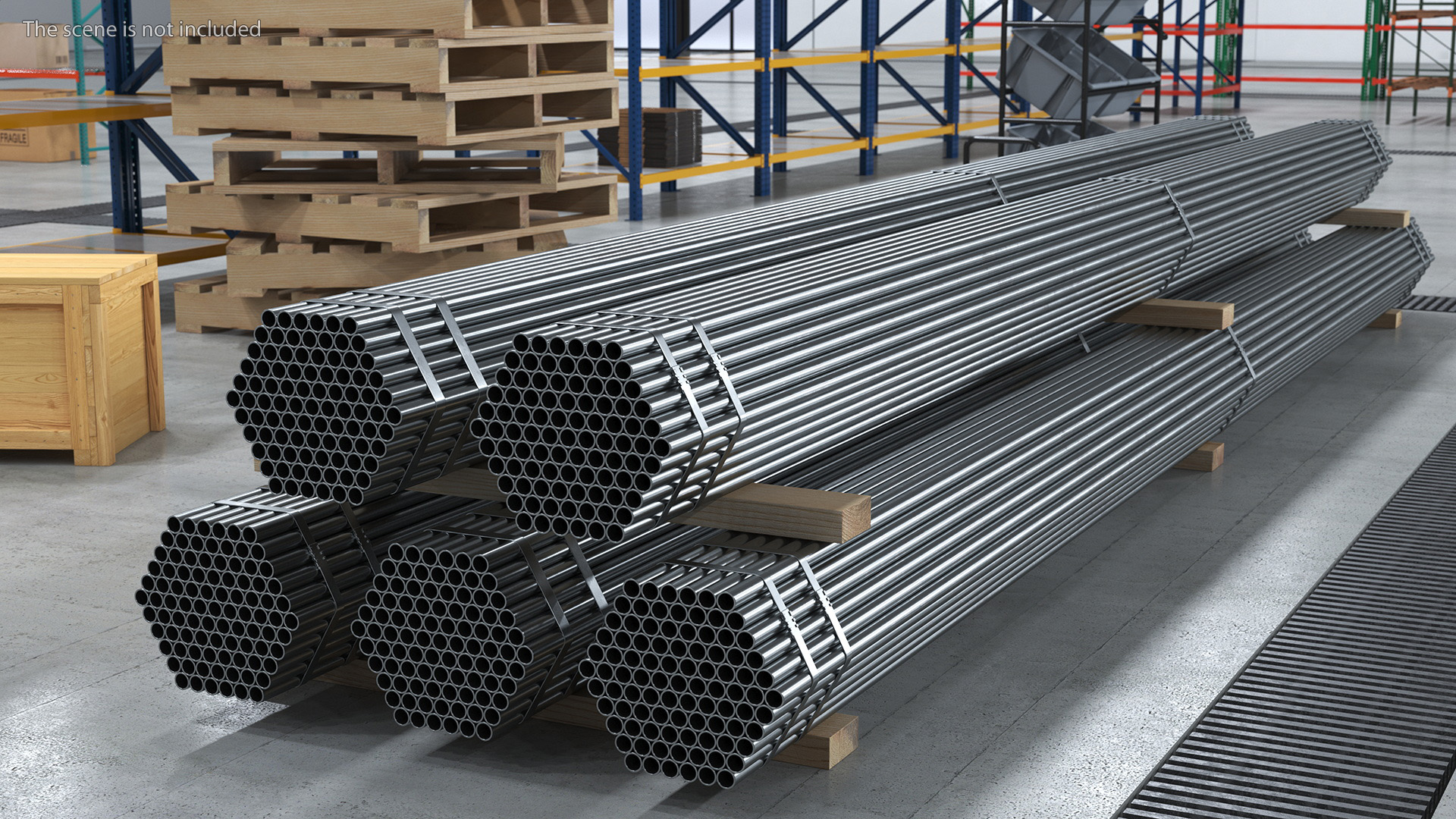 Thin Steel Pipes Bundle 6 Meters 3D