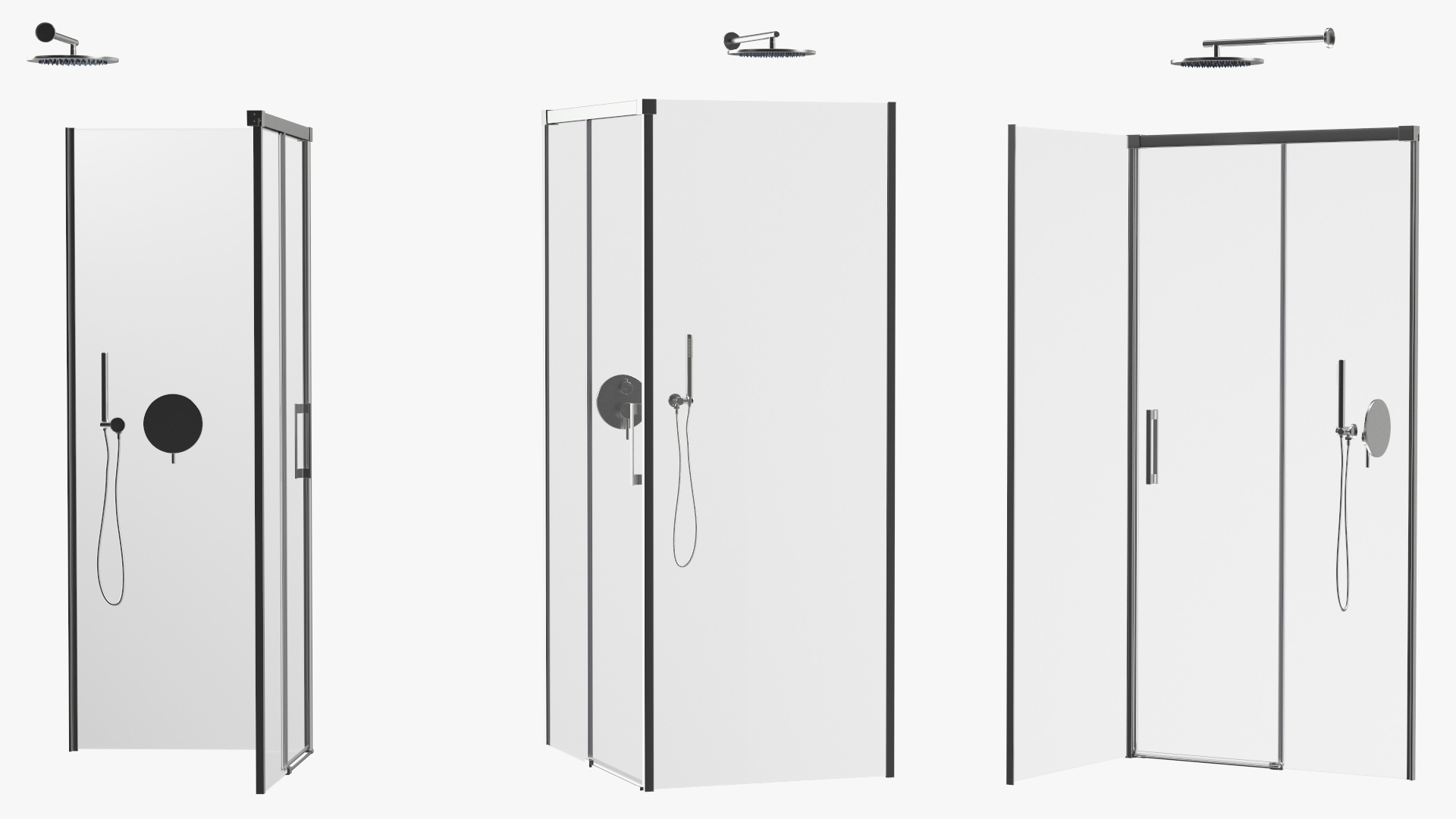 3D Rectangle Shower Enclosure with Sliding Door Silver