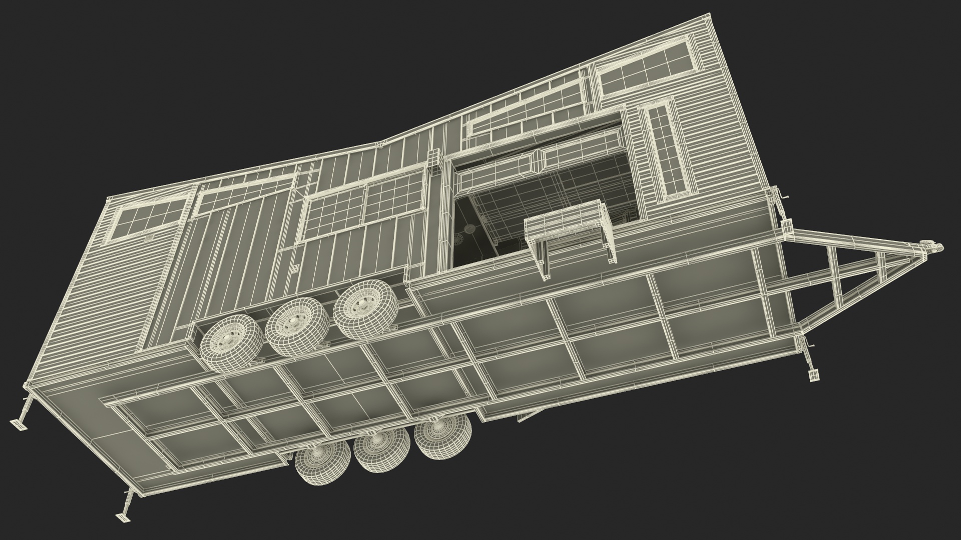 Tiny House on Wheels Rigged 3D