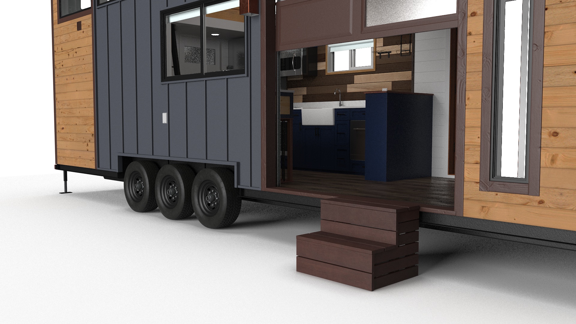 Tiny House on Wheels Rigged 3D