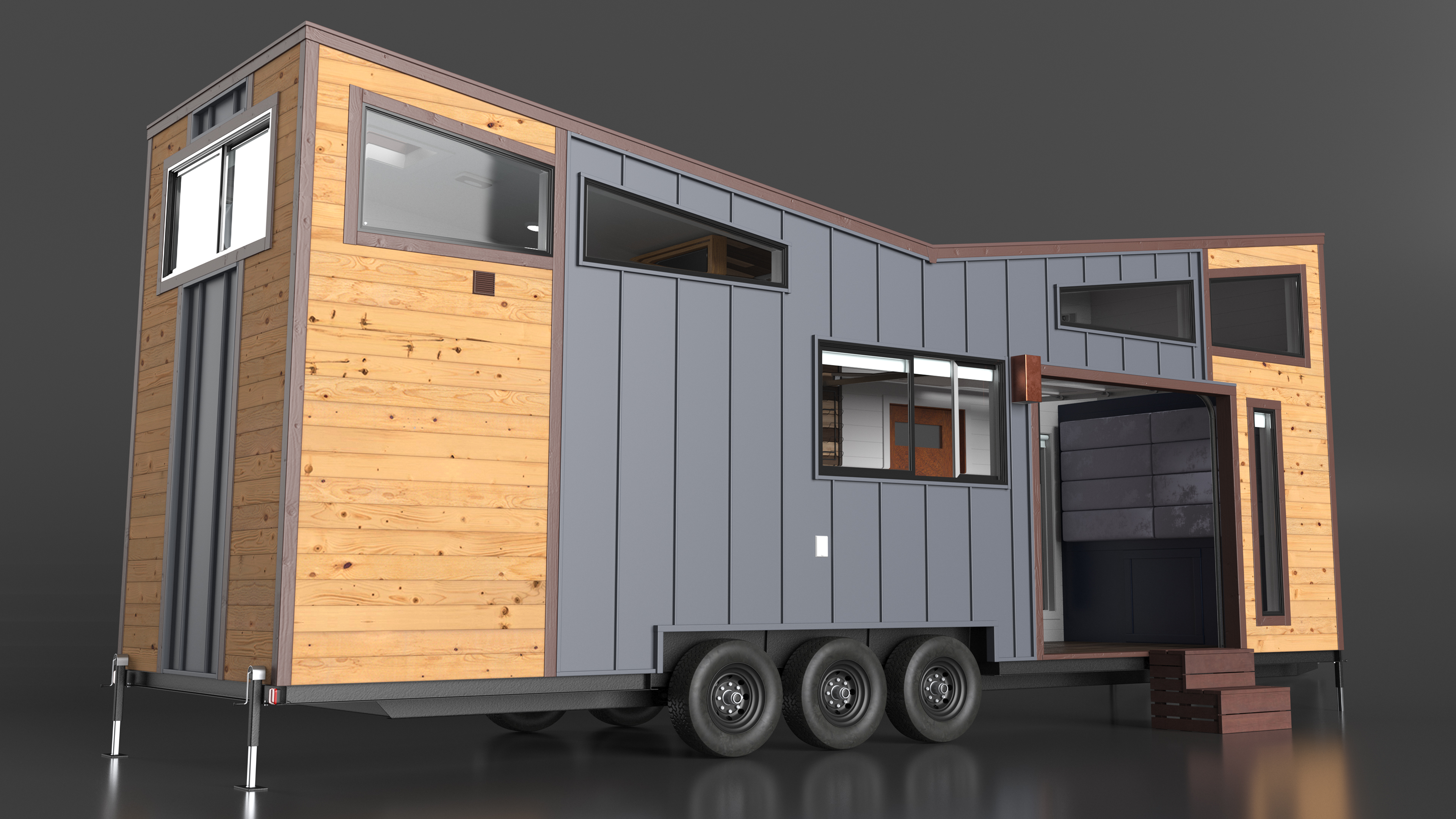 Tiny House on Wheels Rigged 3D