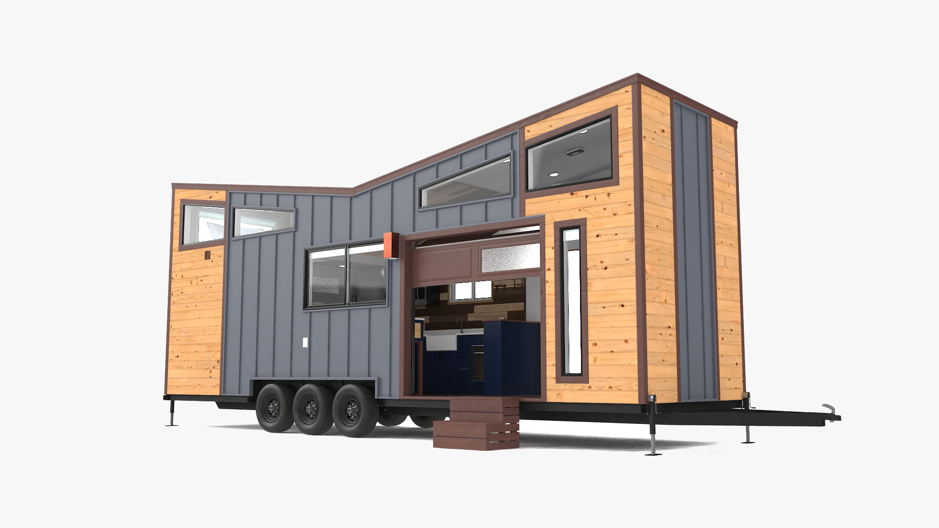 Tiny House on Wheels Rigged 3D