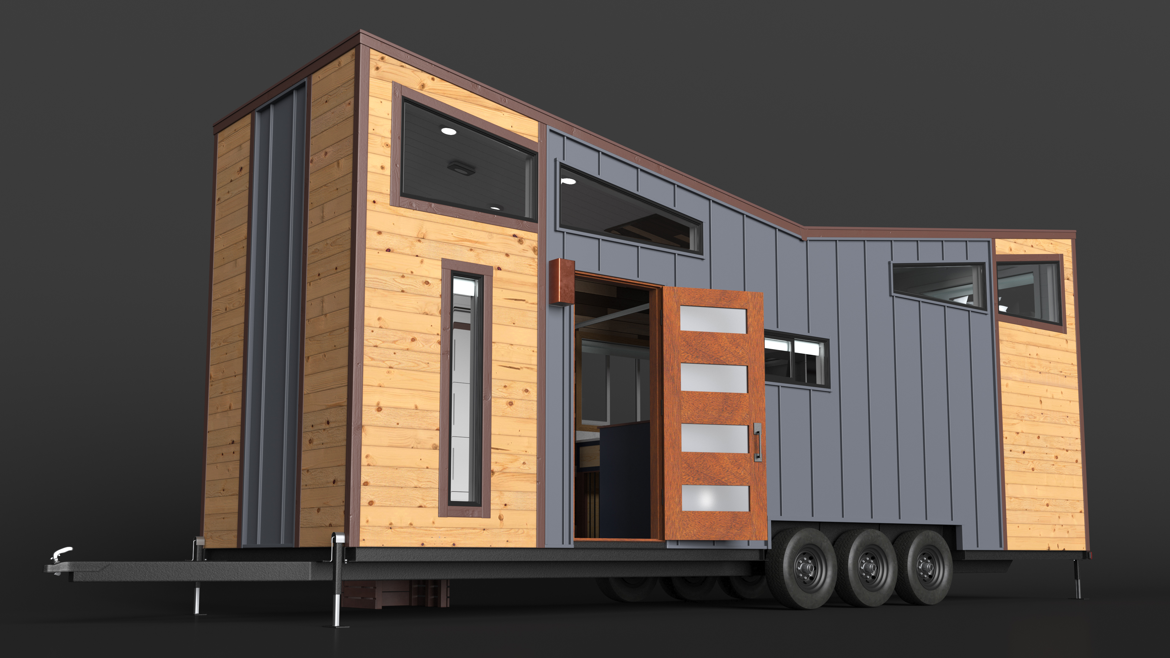 Tiny House on Wheels Rigged 3D