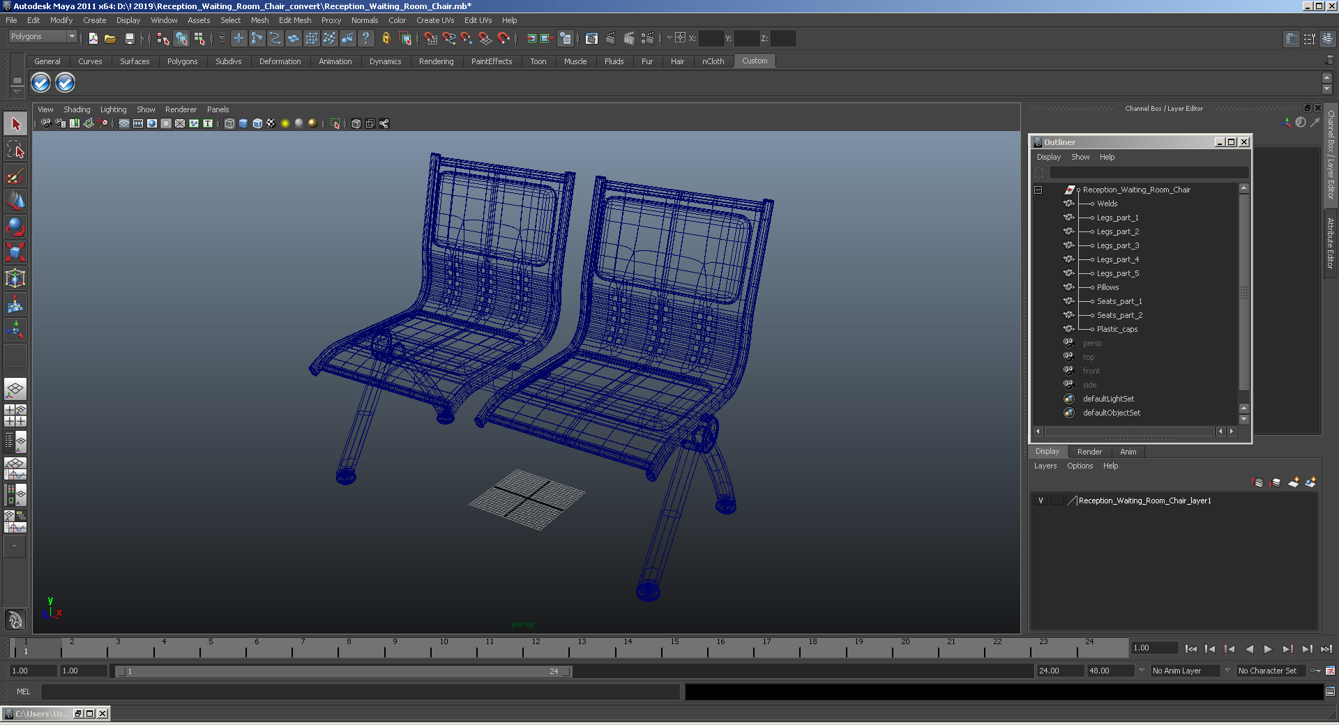 3D Reception Waiting Room Chair model