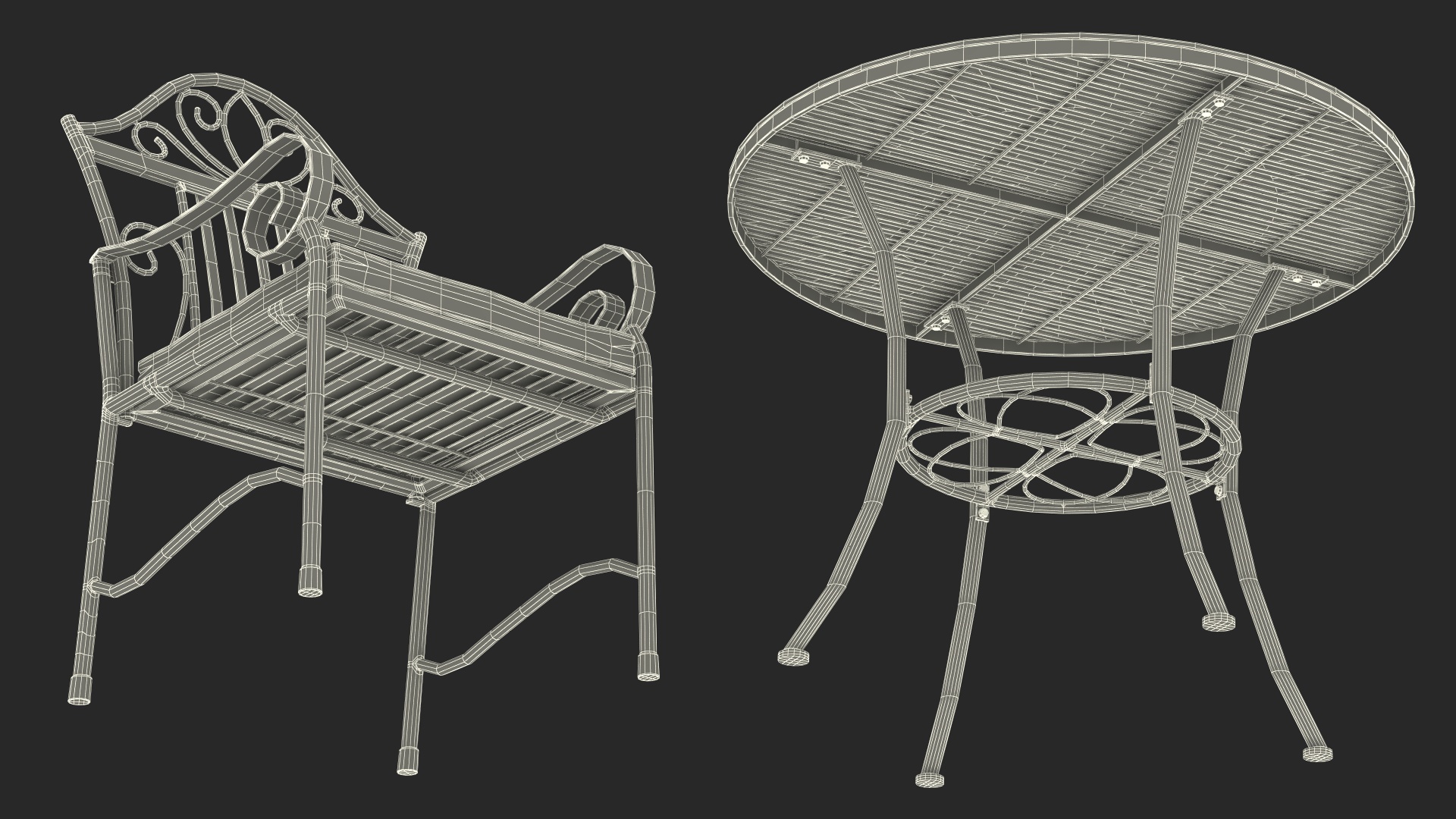 Yellow Iron Patio Furniture 3D